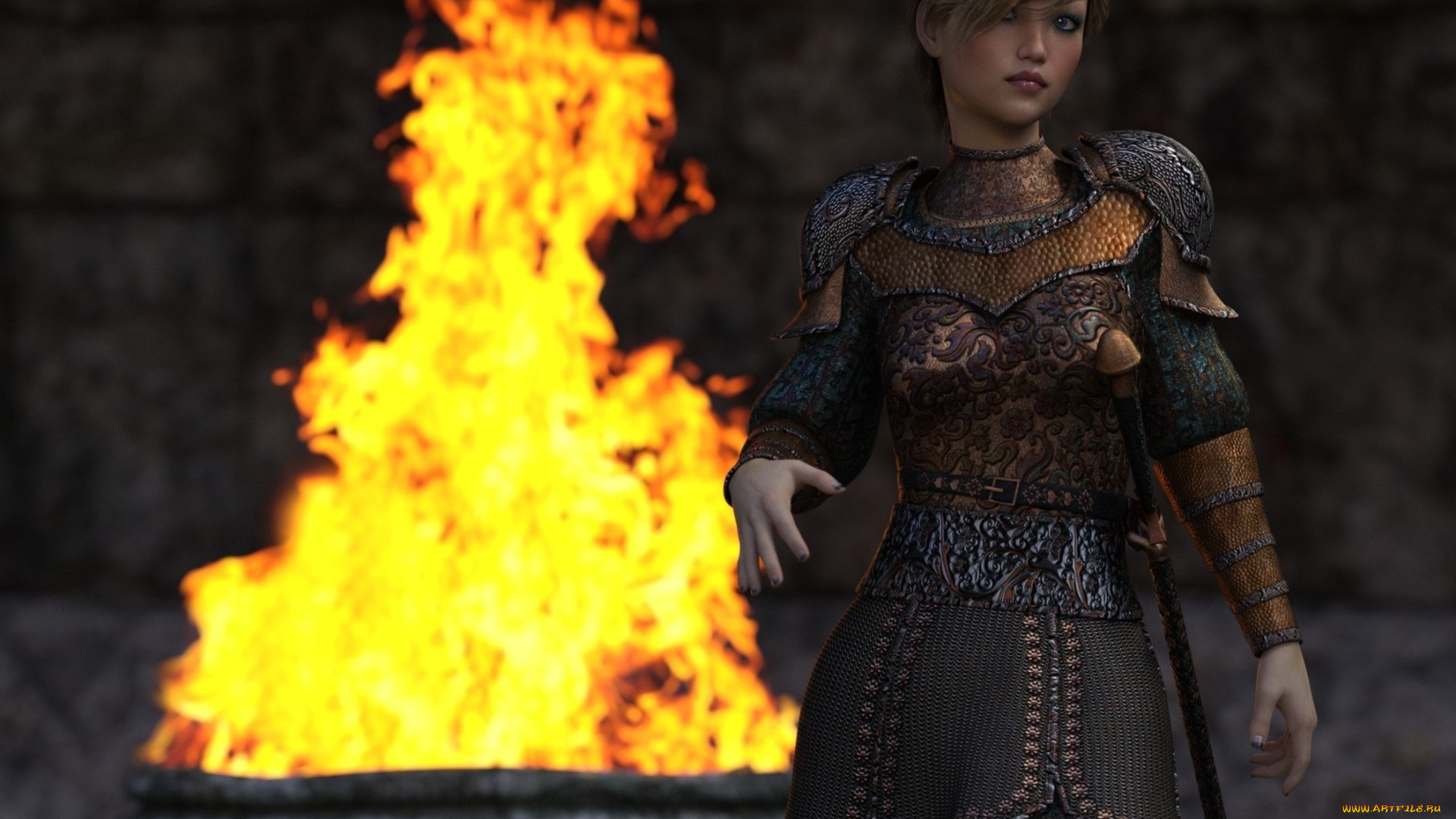 3д, графика, фантазия, , fantasy, фон, взгляд, девушка