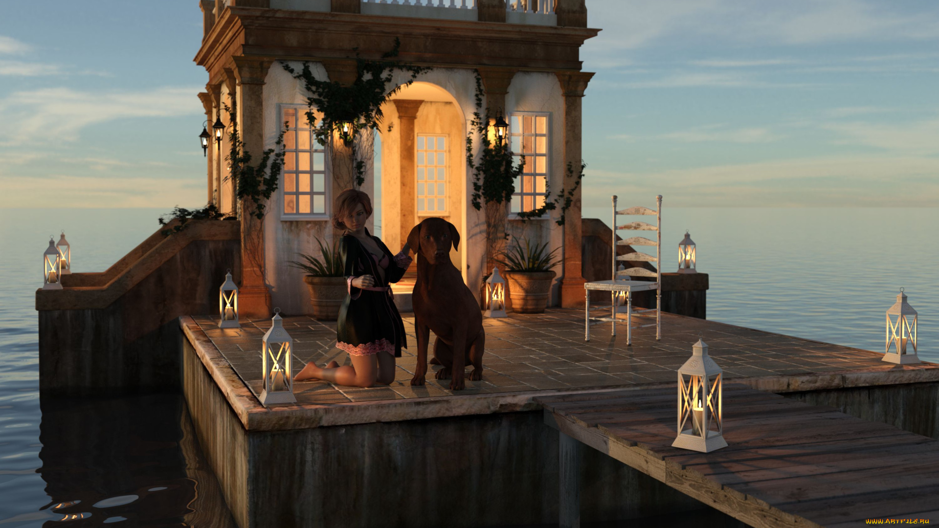 3д, графика, люди, и, животные, , people, and, animals, фон, взгляд, девушка