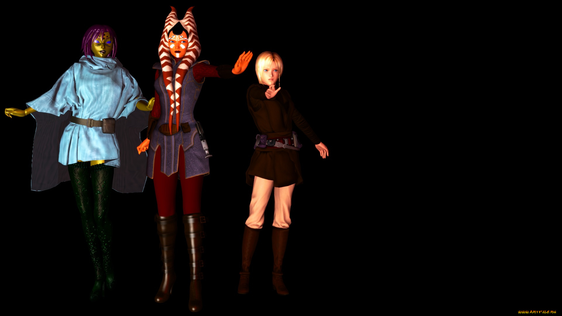 3д, графика, существа, , creatures, взгляд, фон, девушки