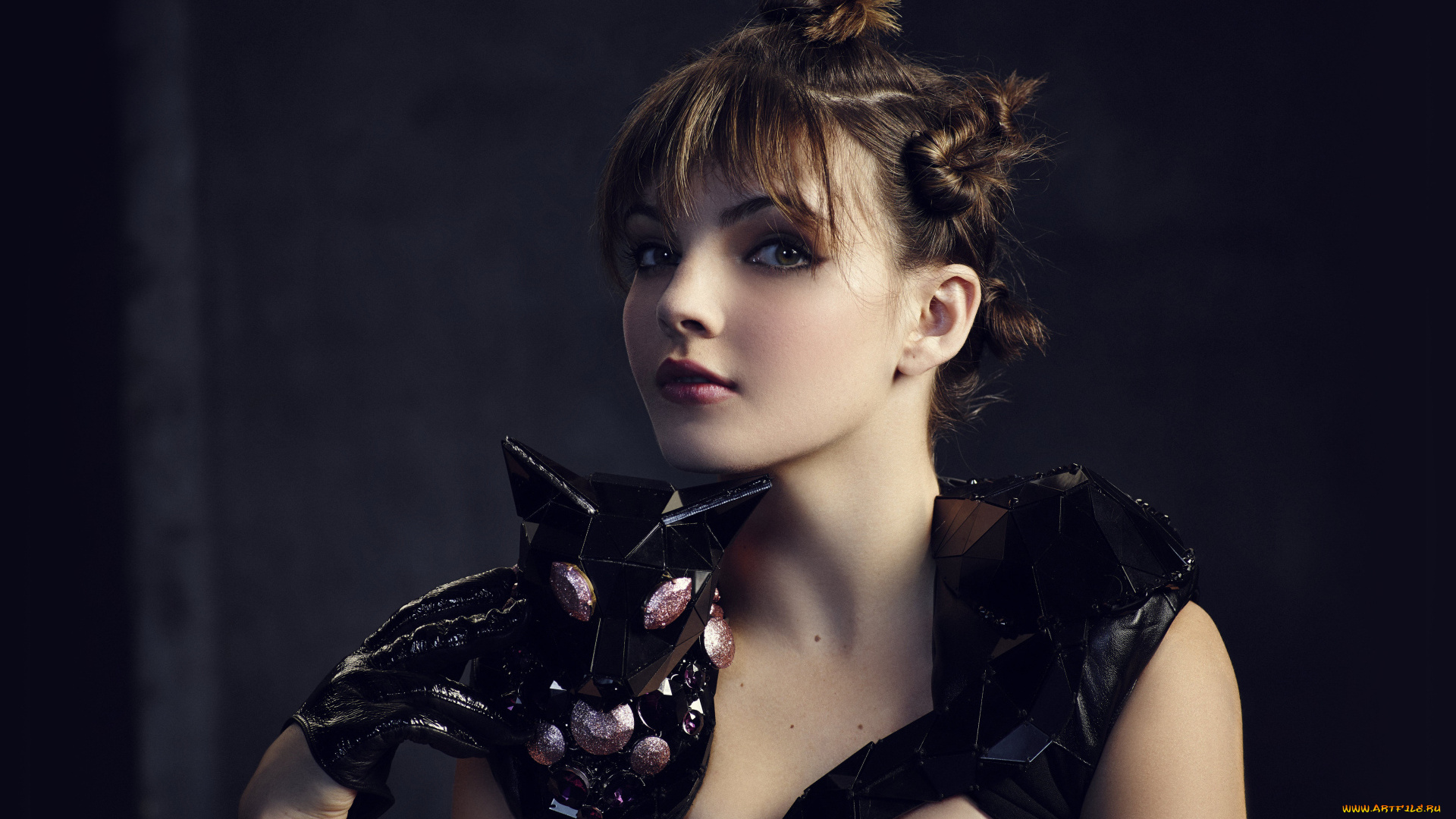 девушки, camren, bicondova, кошка, перчатки, кристаллы, прическа, актриса