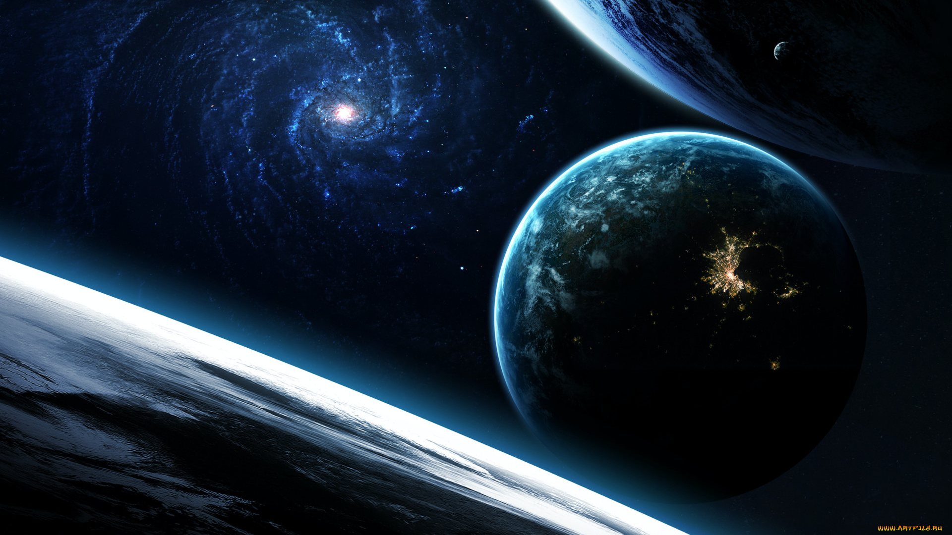 космос, арт, планеты, вселенная, звезды, галактики