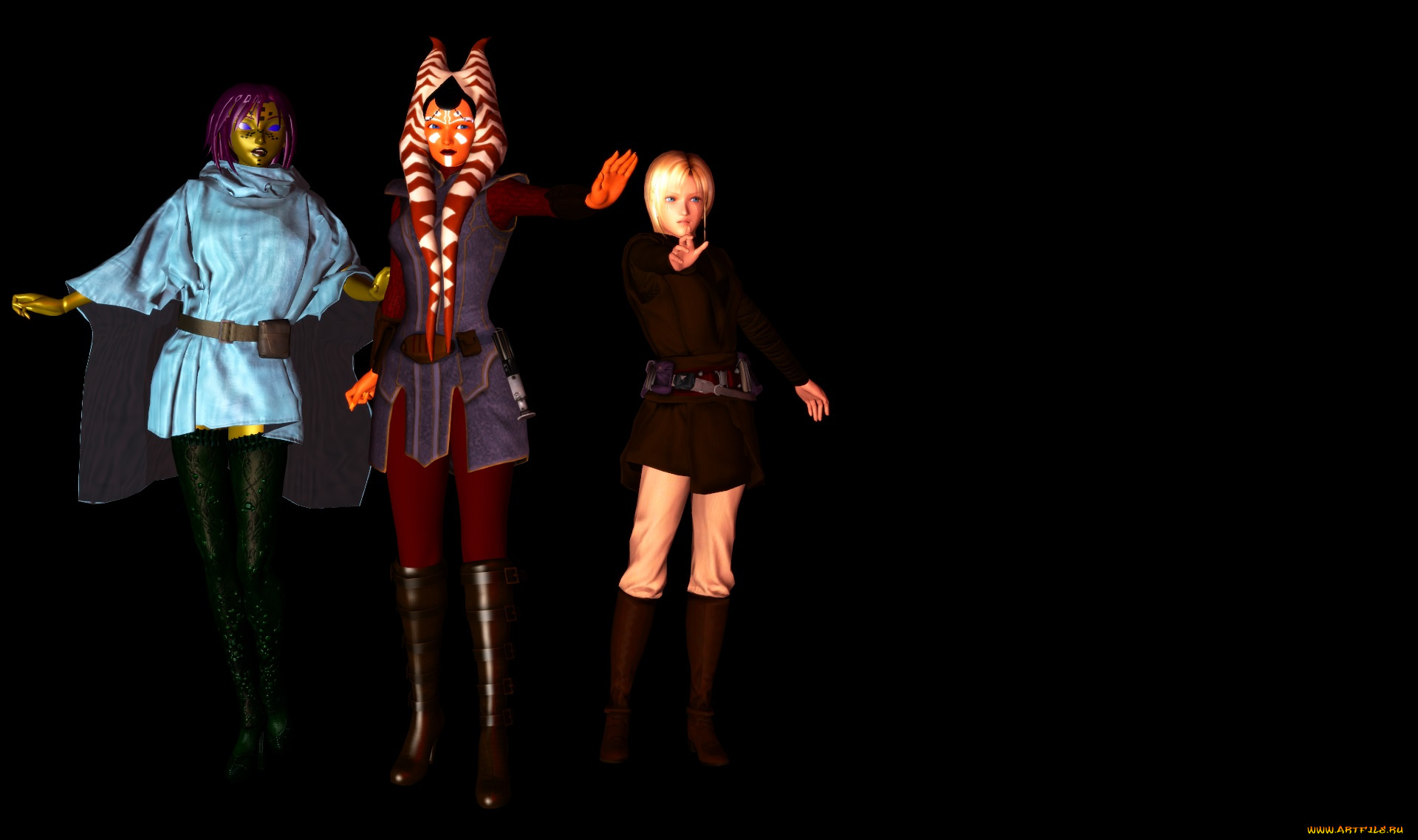 3д, графика, существа, , creatures, взгляд, фон, девушки