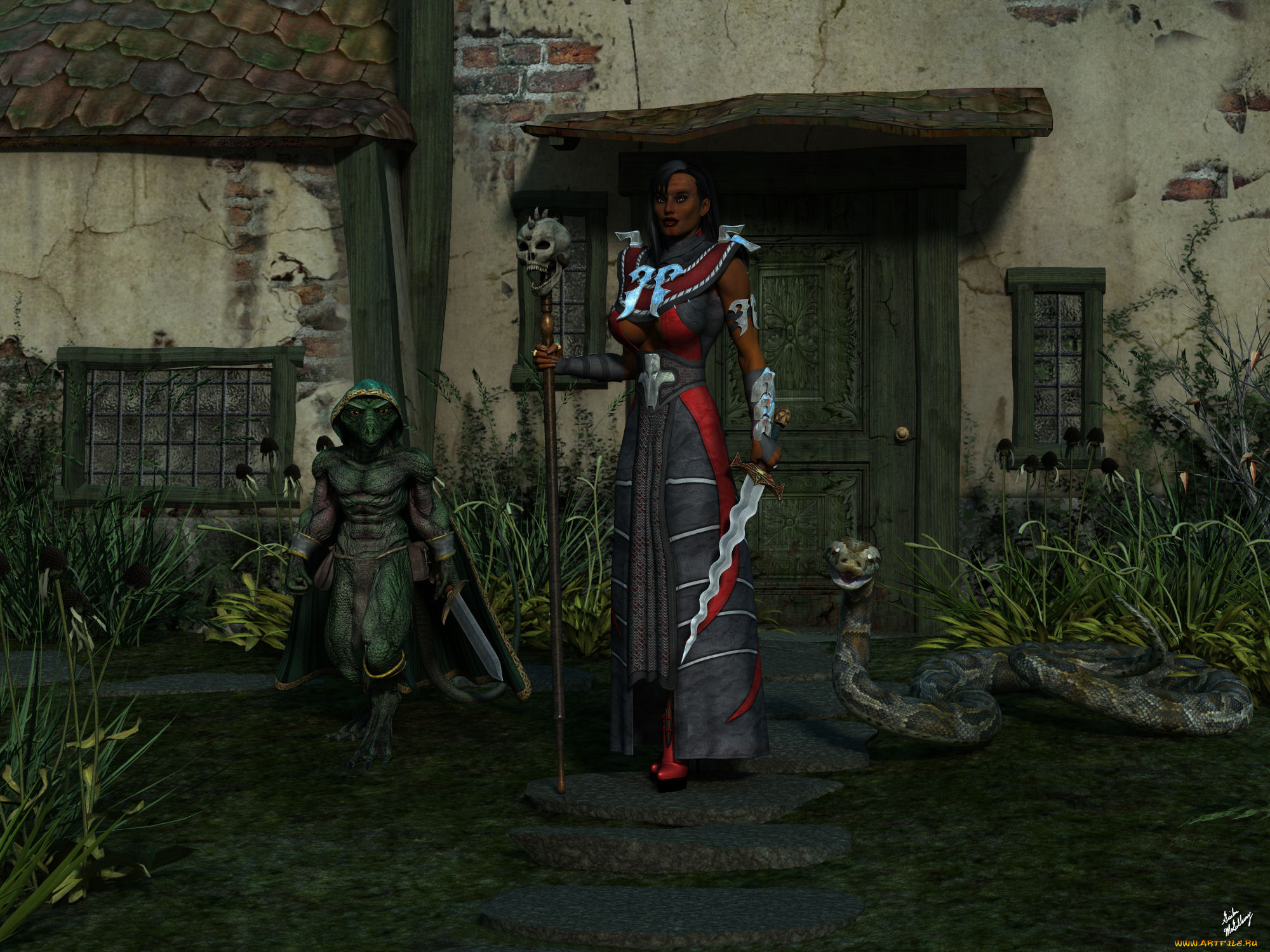 3д, графика, фантазия, , fantasy, фон, девушка, взгляд