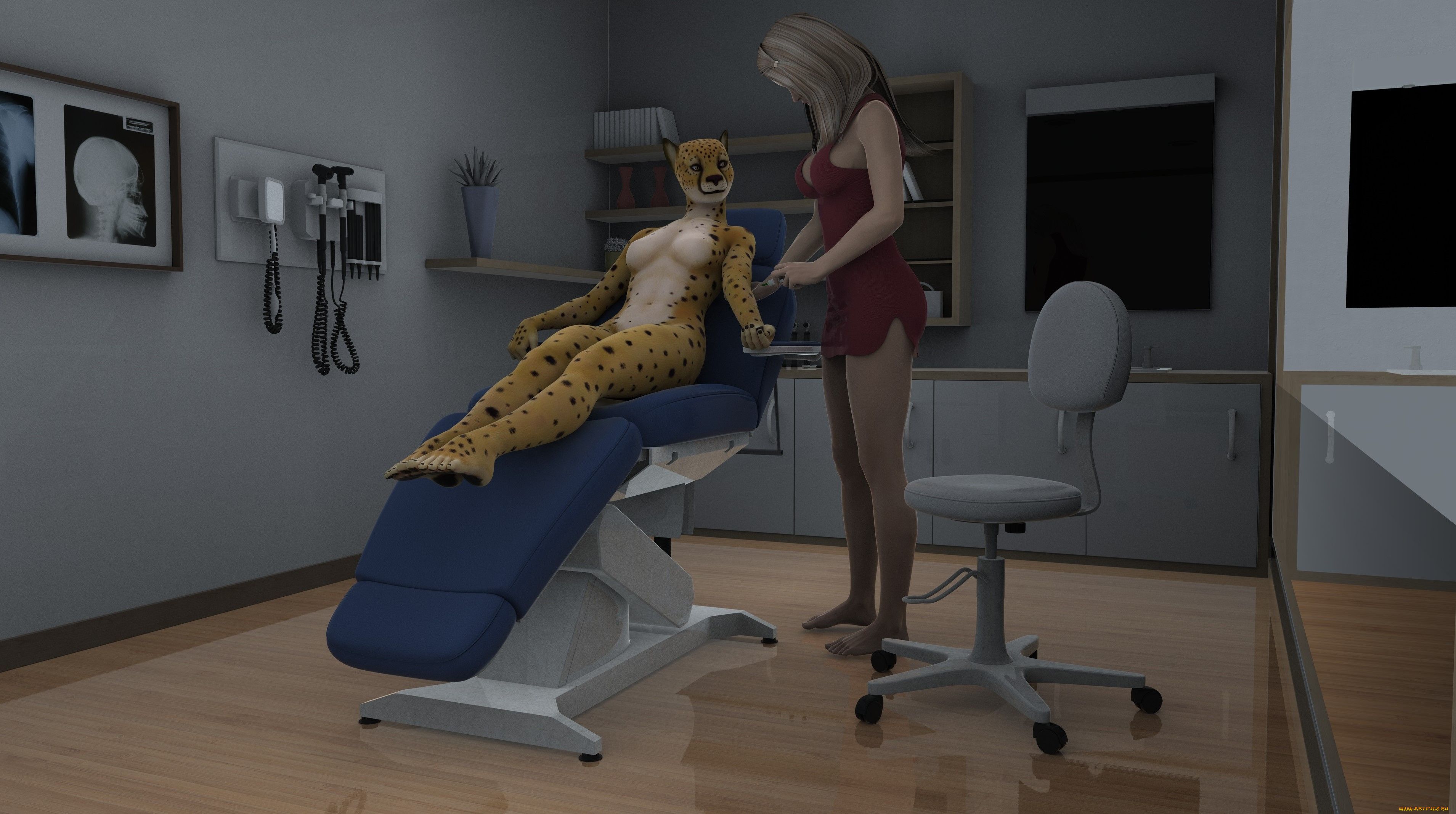 3д, графика, фантазия, , fantasy, пантера, фон, взгляд, девушка