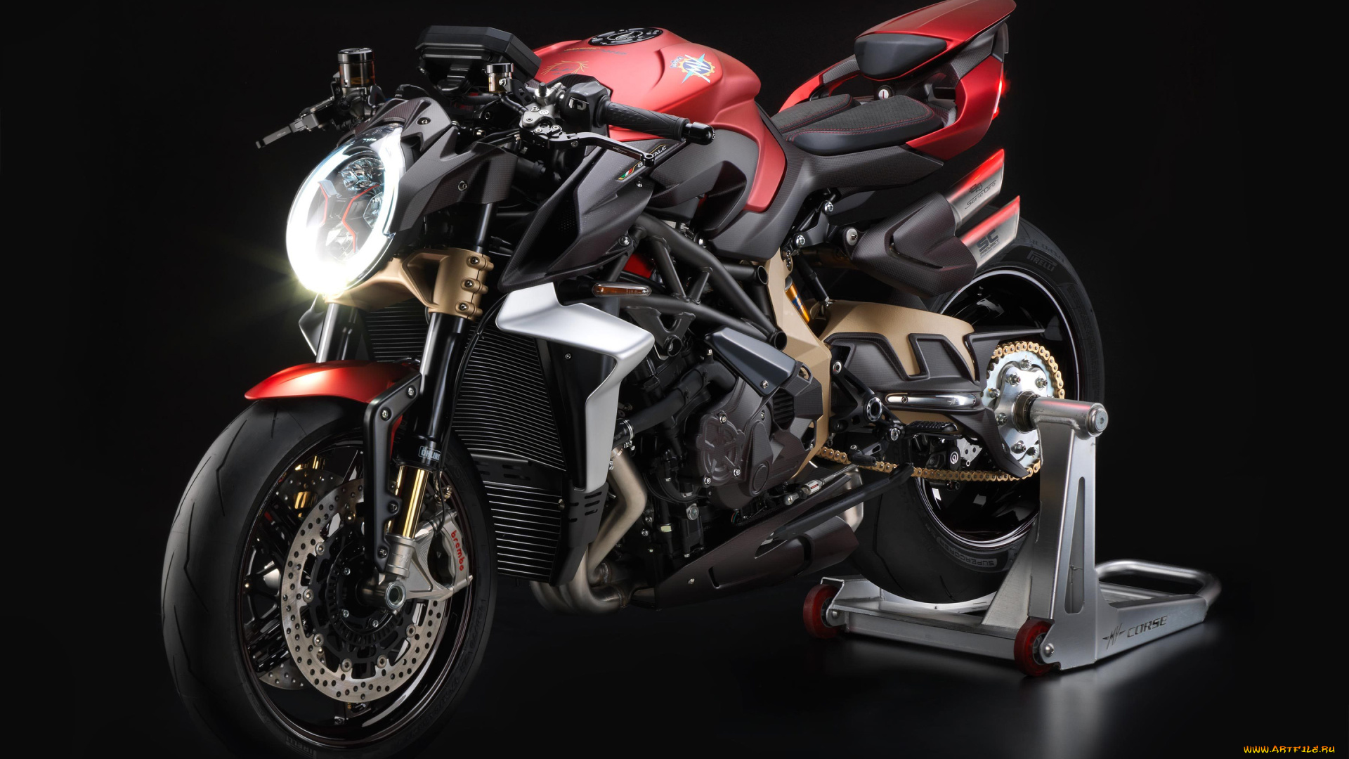 2019, mv, agusta, brutale, 800, мотоциклы, mv, agusta, 2019, вид, спереди, красный, черный, спортивный, мотоцикл, итальянские