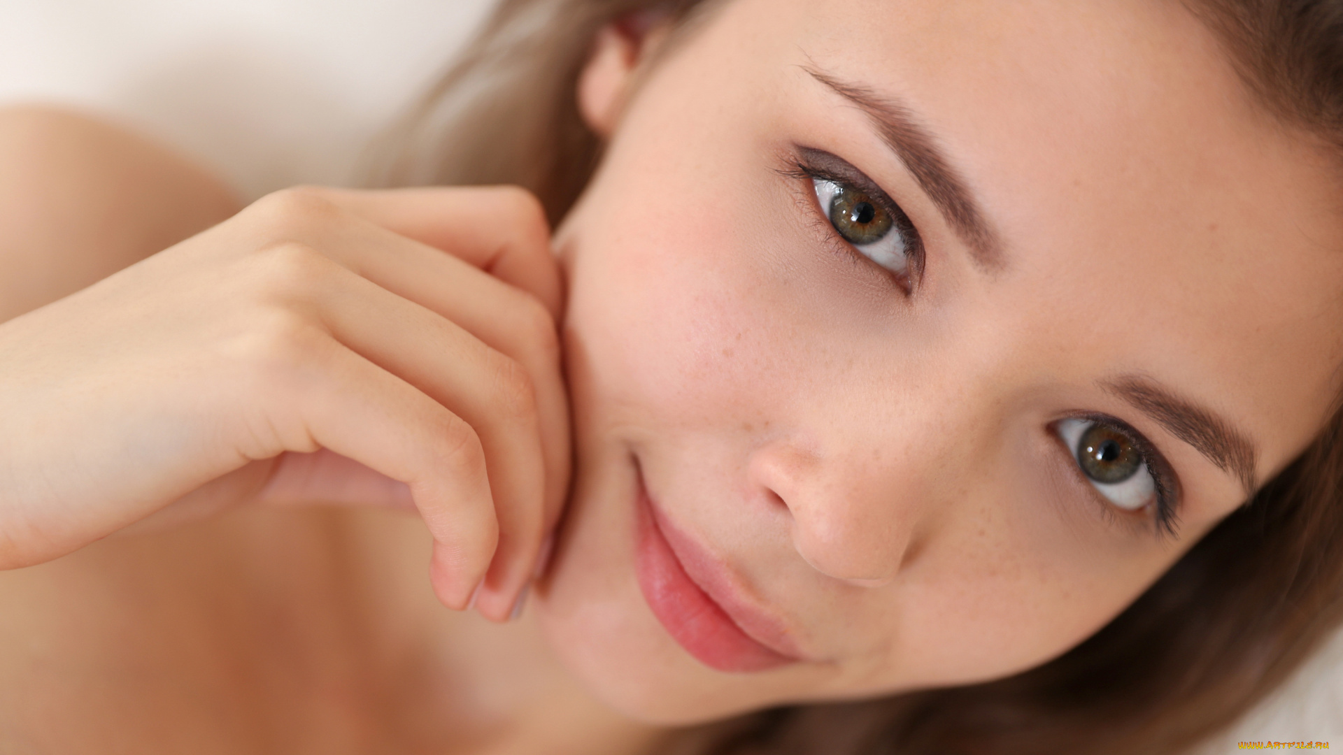 девушки, mila, azul, фон, взгляд, девушка