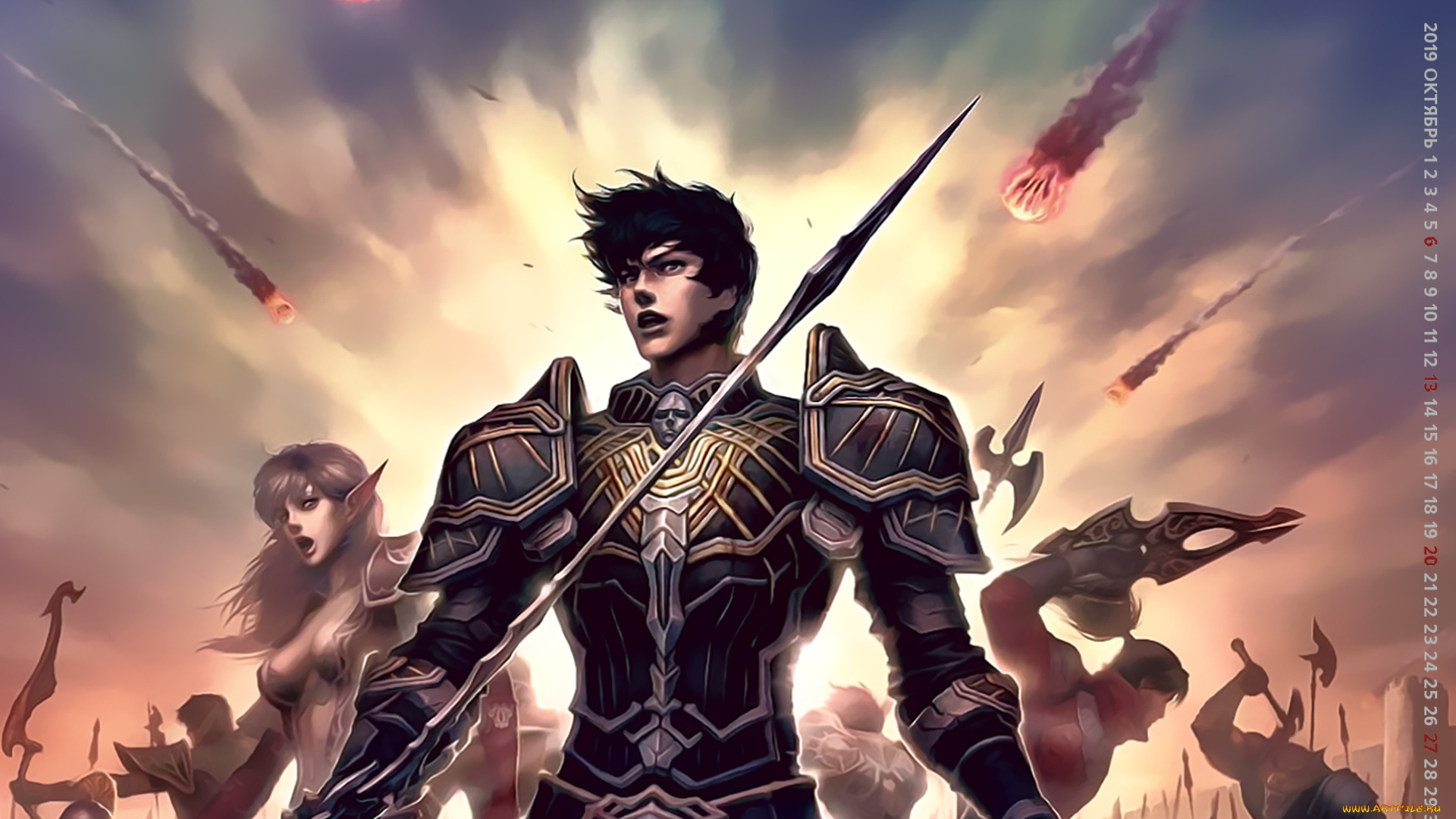 календари, фэнтези, 2019, calendar, мужчина, битва, эльф, оружие, воин