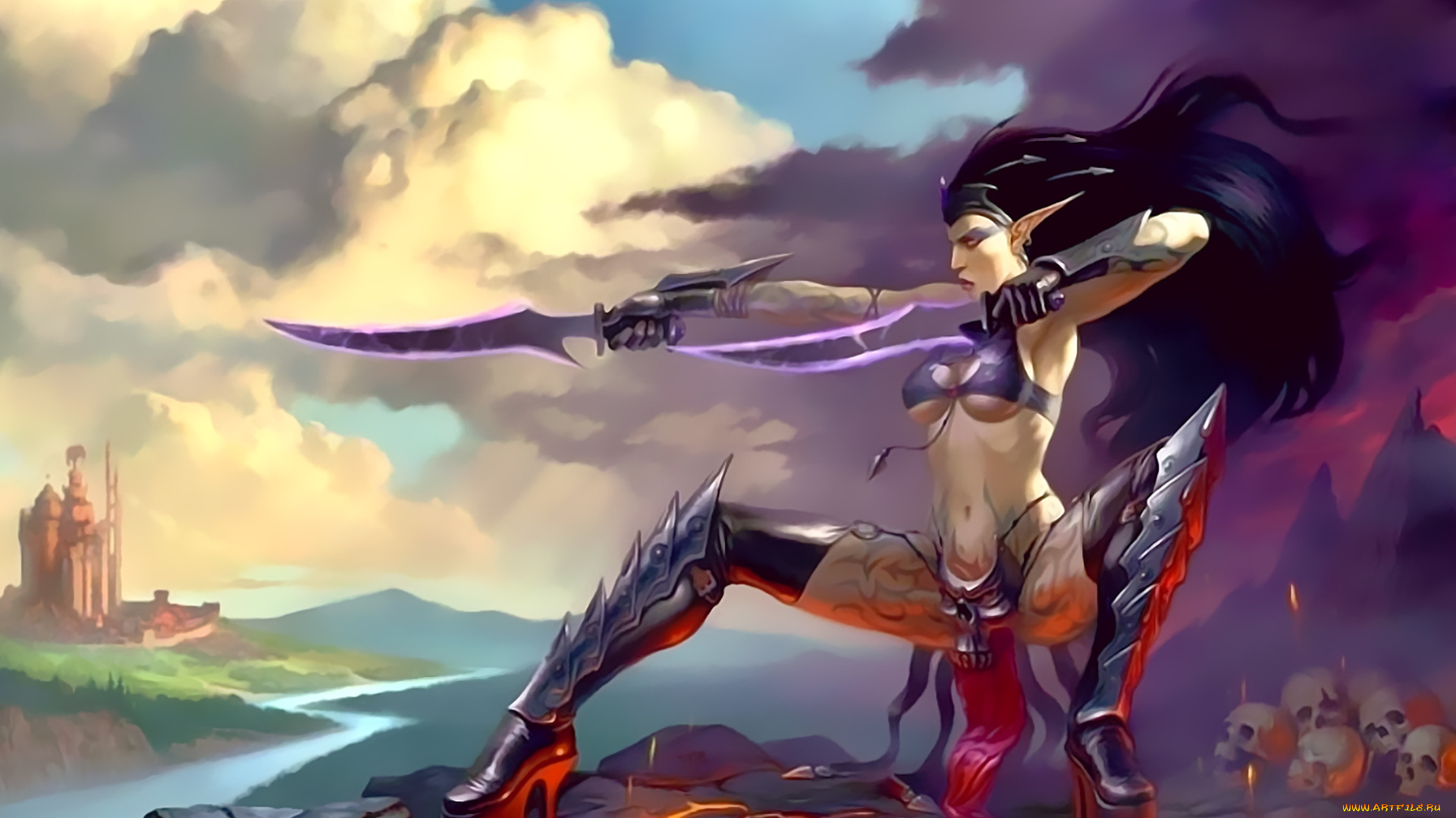 календари, фэнтези, оружие, эльф, женщина, 2019, calendar, воительница, череп