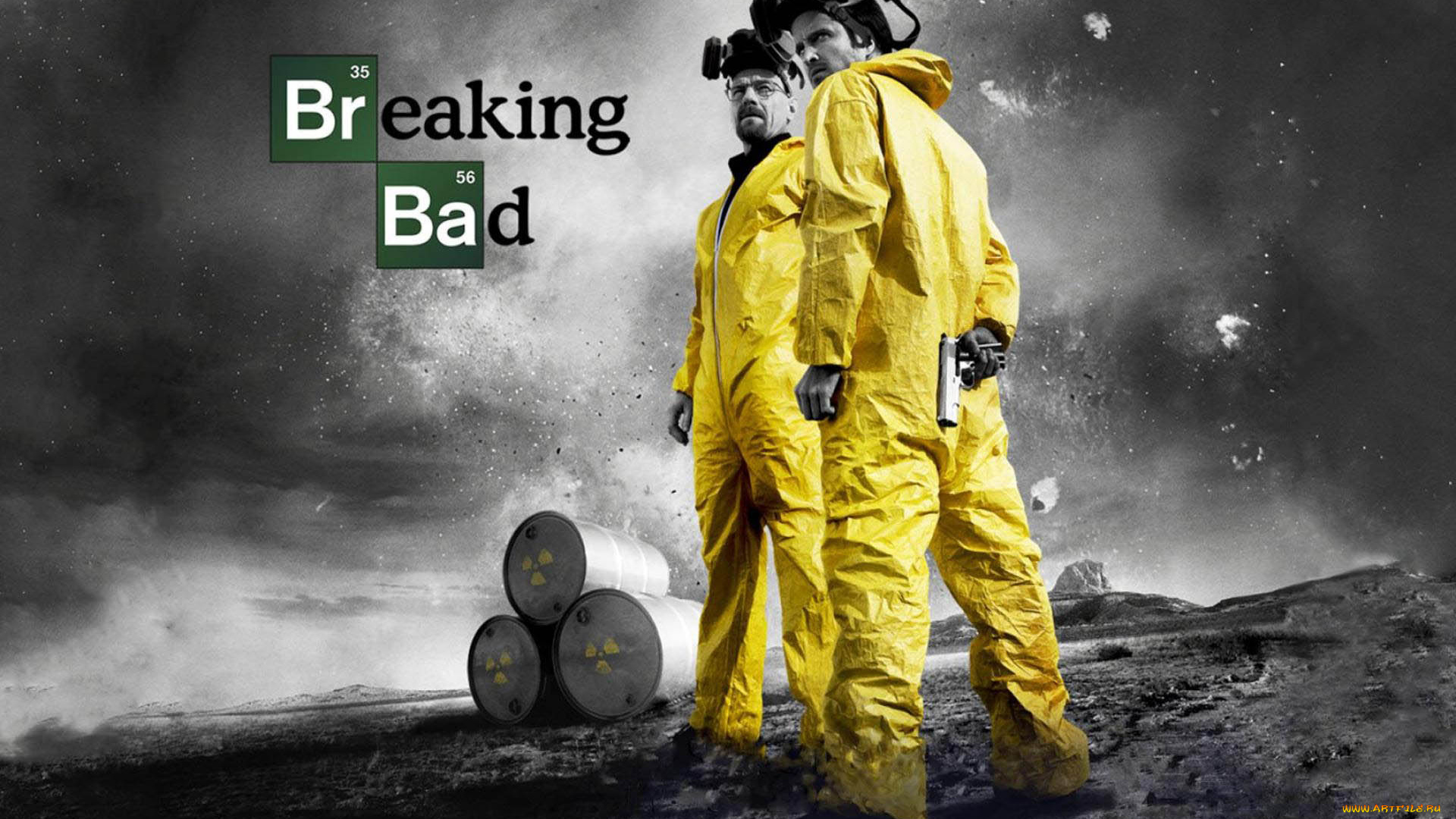 кино, фильмы, breaking, bad, противогазы, пистолет, комбинезоны, бочки