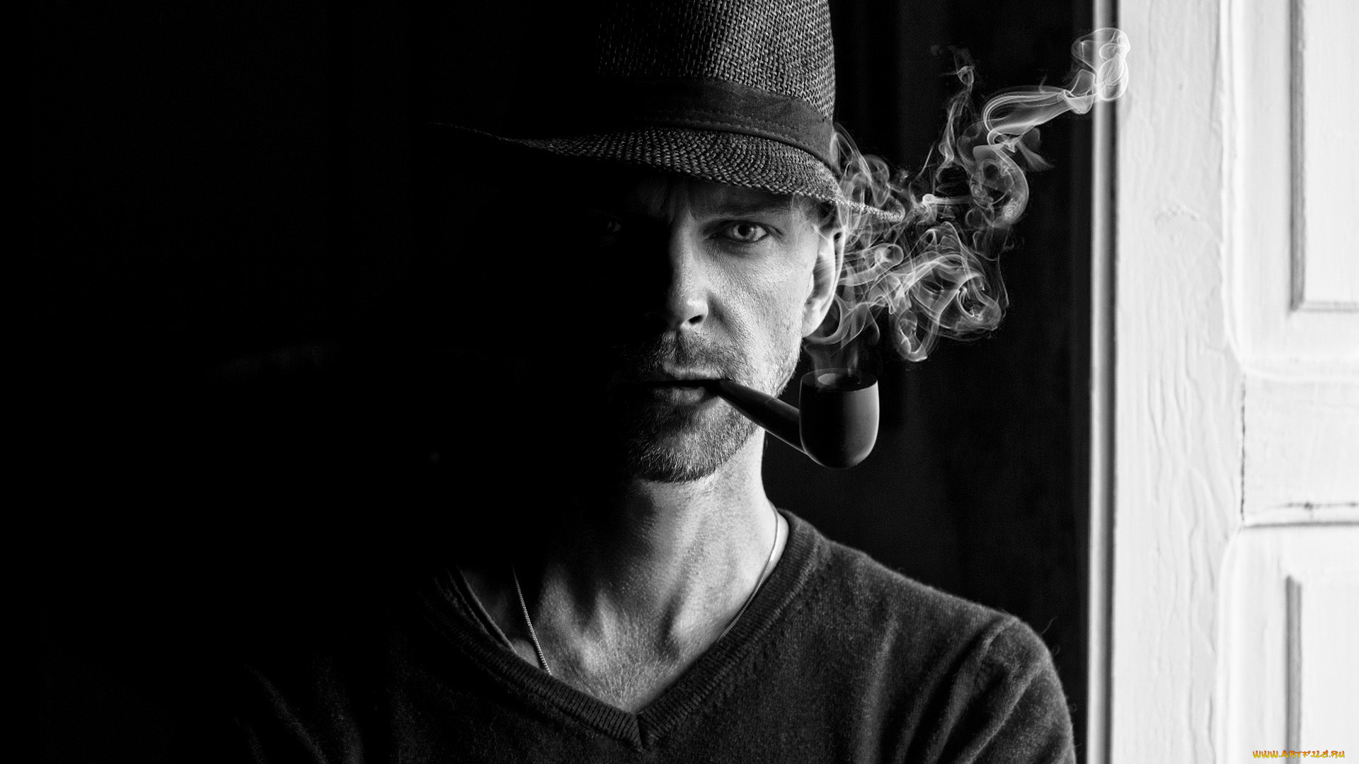 мужчины, -, unsort, трубка, шляпа, дым