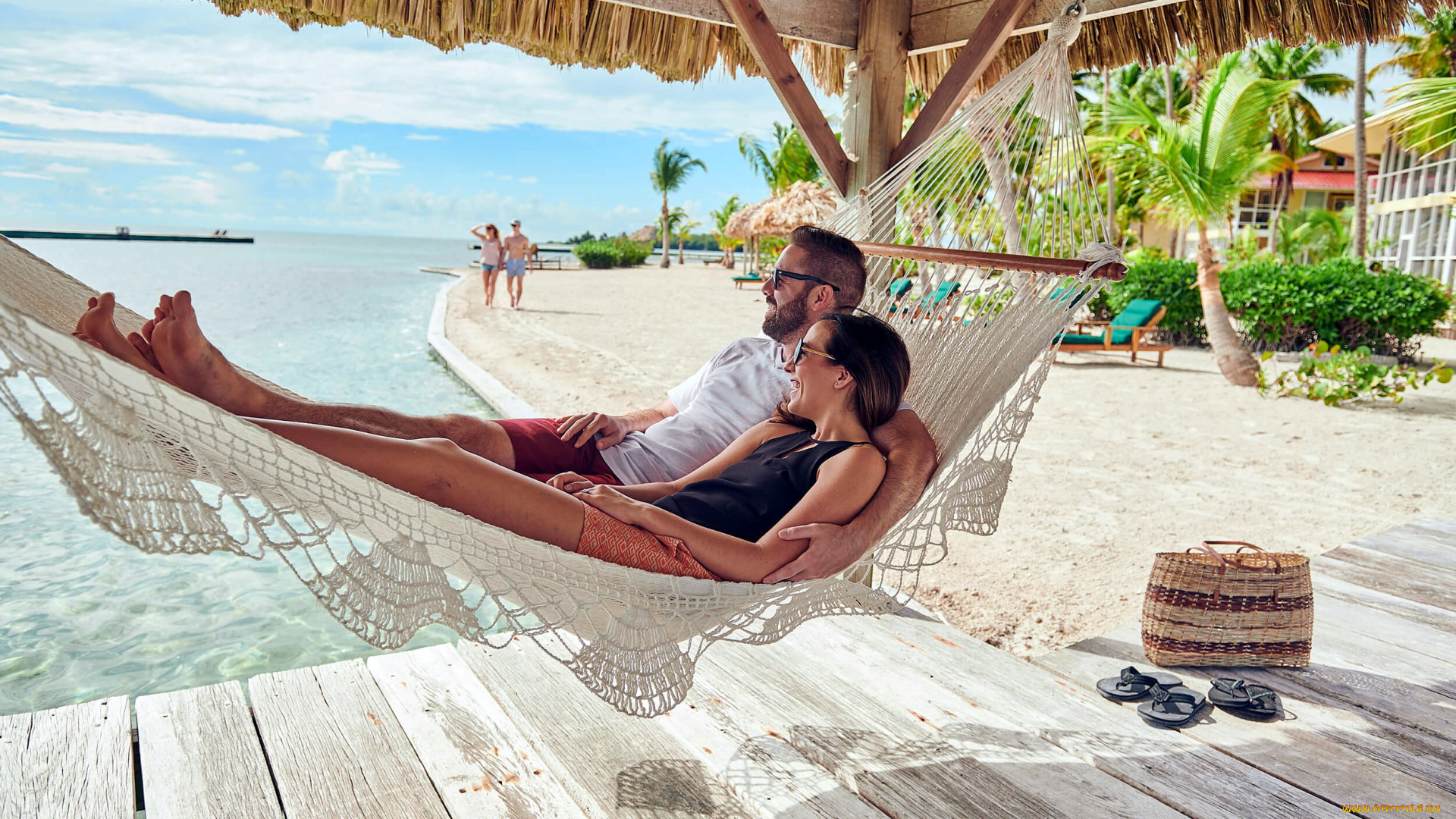 разное, мужчина, женщина, влюбленные, гамак, тропики