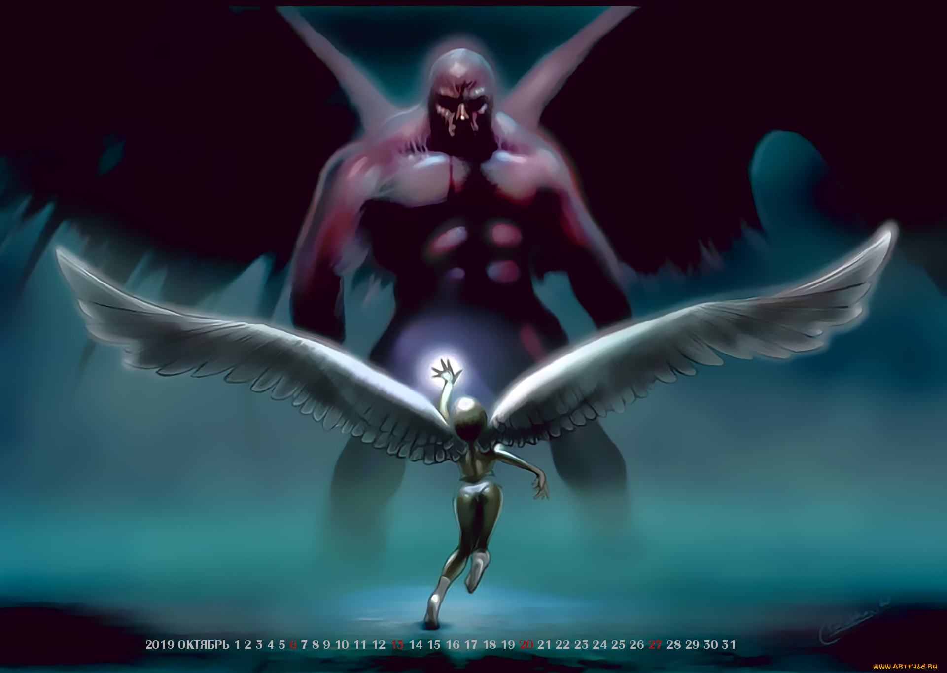 календари, фэнтези, 2019, calendar, существо, крылья
