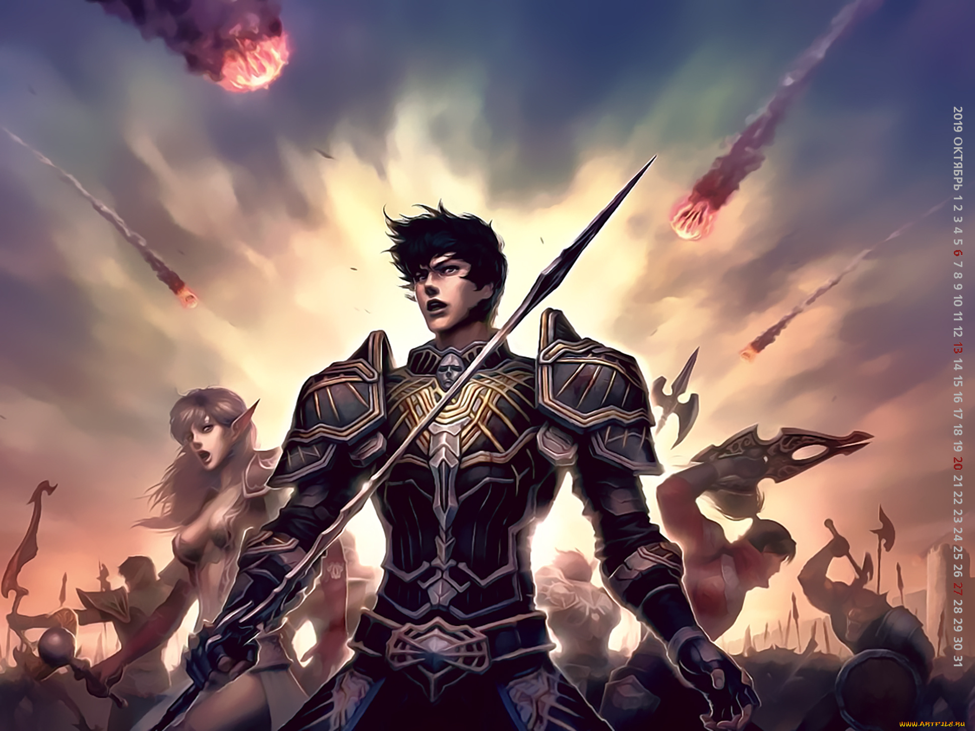 календари, фэнтези, 2019, calendar, мужчина, битва, эльф, оружие, воин