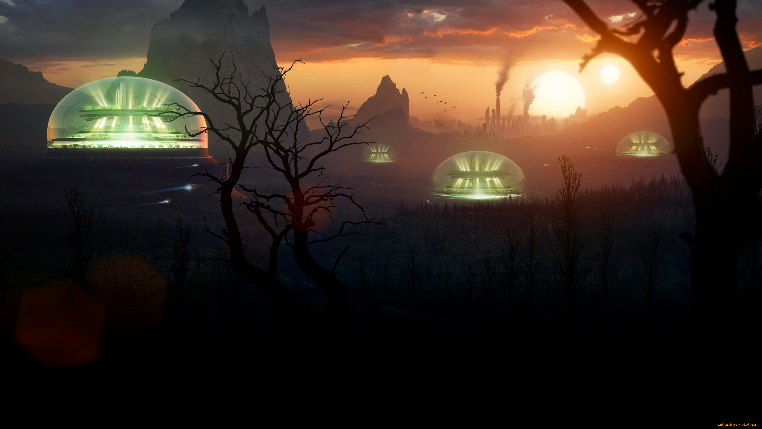 фэнтези, иные, миры, , иные, времена, космос, ночь, вид, другой, мир, фантастика, планета, город, пейзаж