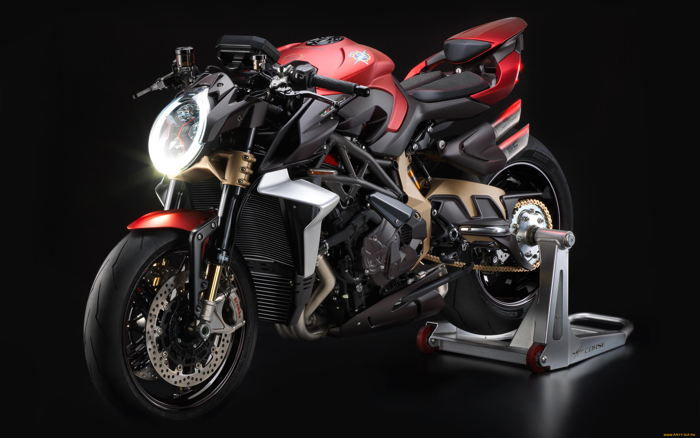 2019, mv, agusta, brutale, 800, мотоциклы, mv, agusta, 2019, вид, спереди, красный, черный, спортивный, мотоцикл, итальянские
