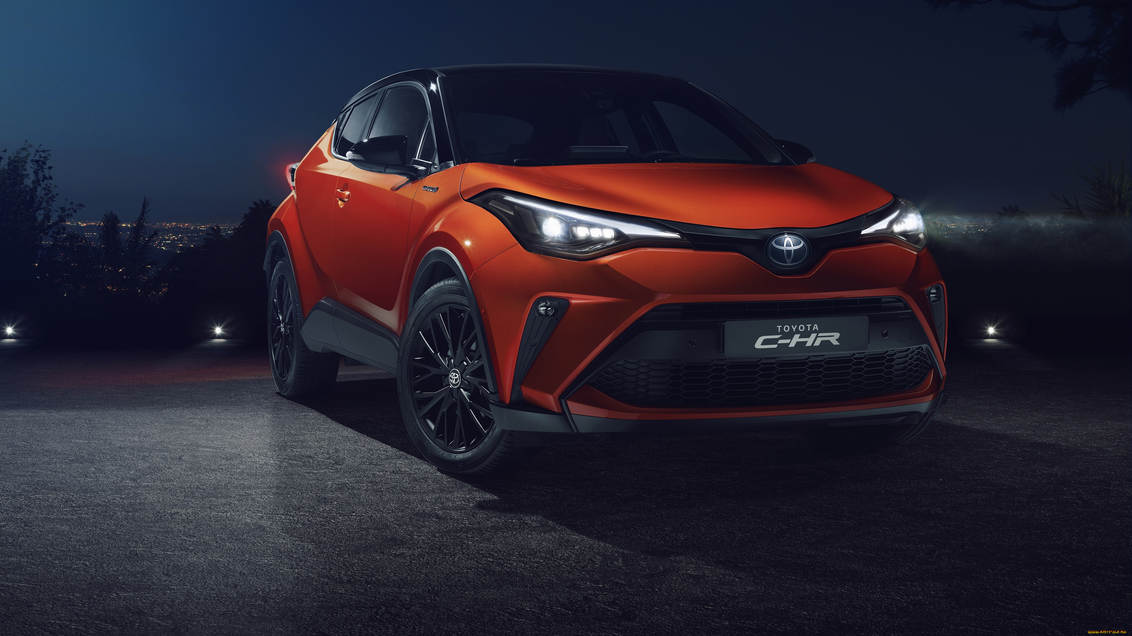 toyota, c-hr, hybrid, 2019, автомобили, toyota, гибрид, chr, hybrid, 2019, кроссовер, оранжевый