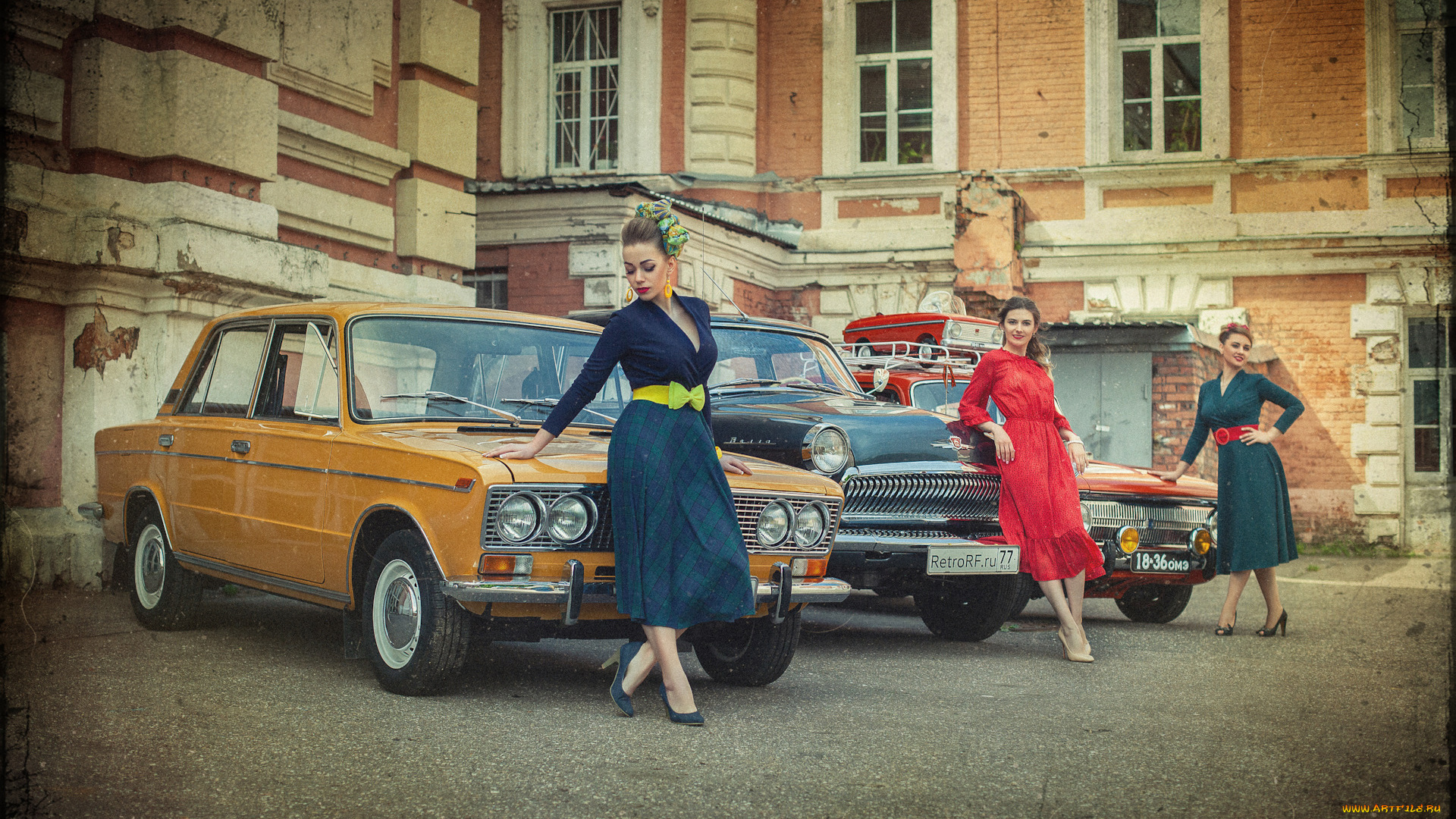 автомобили, -авто, с, девушками, ретро, девушки, стиляги, газ, 21, москвич, лада, ваз, 2103