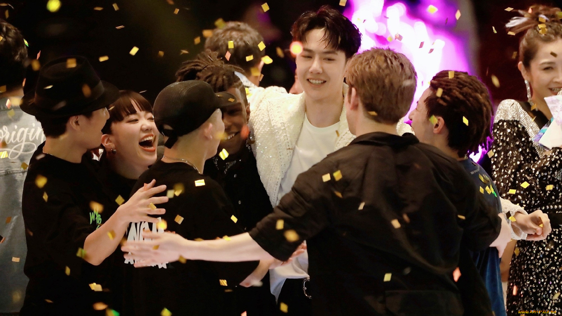 разное, знаменитости, команда, радость, конфетти