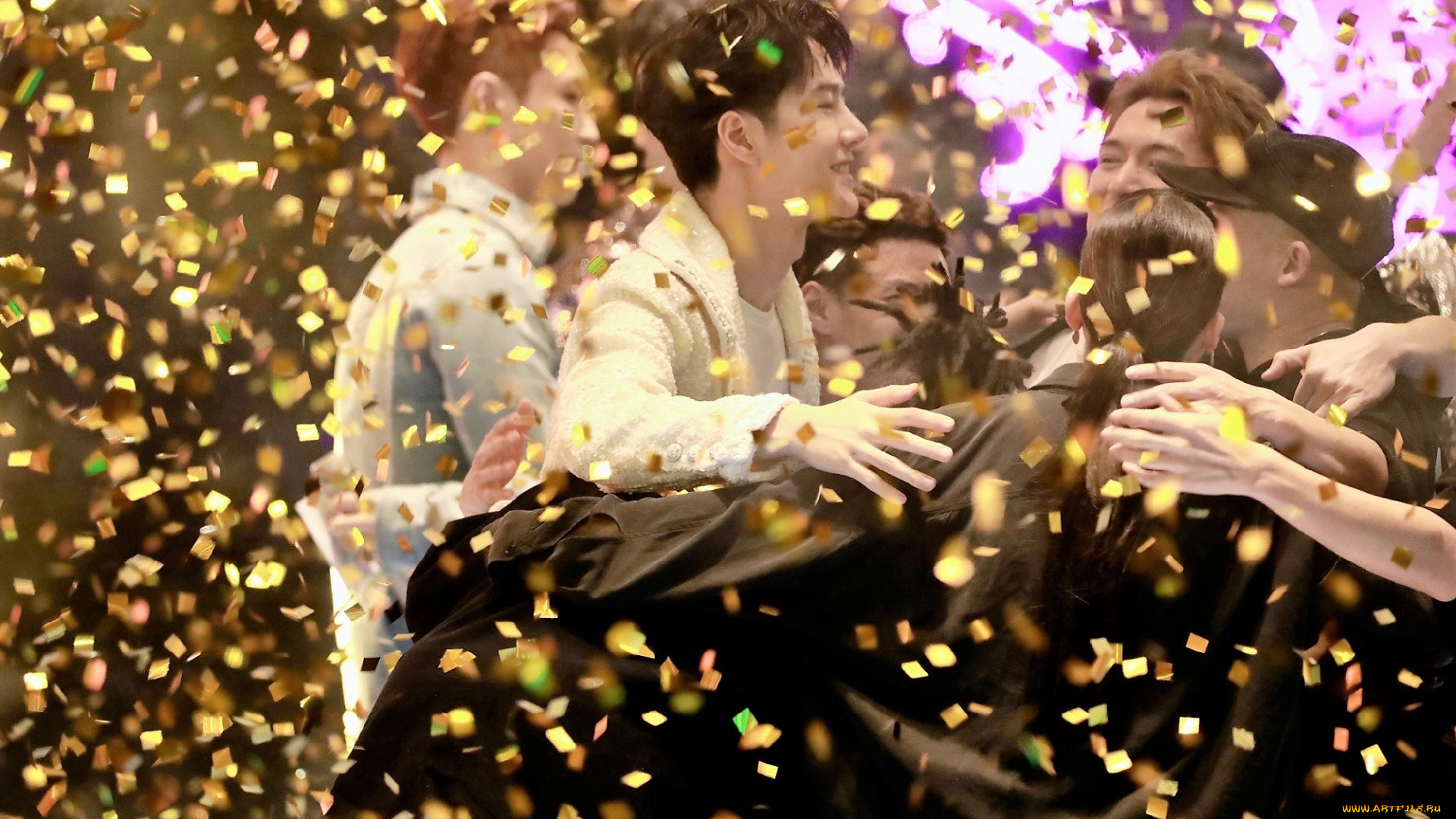 разное, знаменитости, команда, радость, конфетти