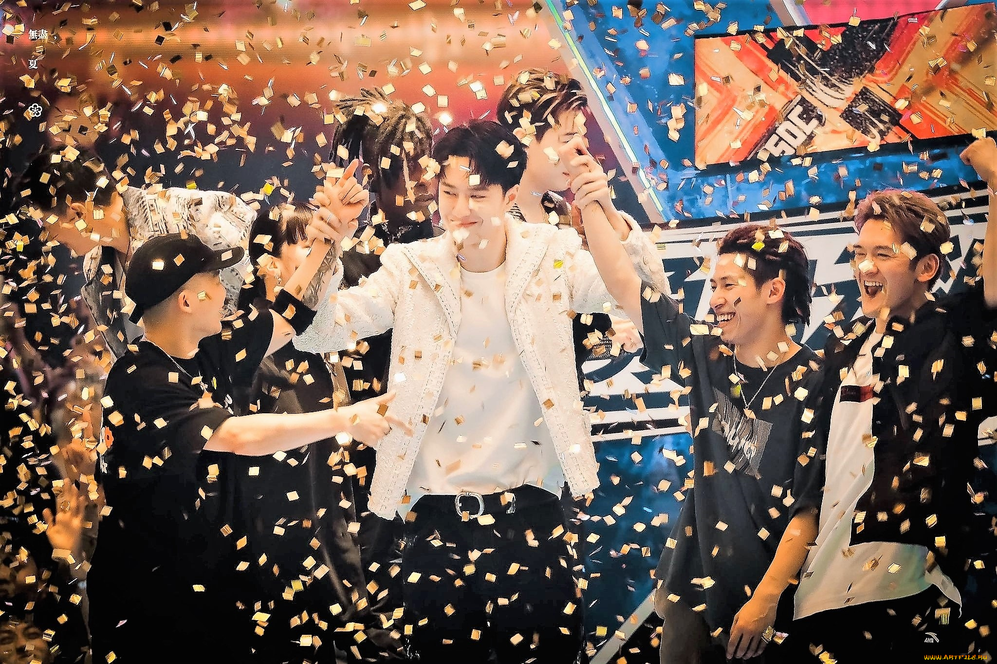 разное, знаменитости, команда, радость, конфетти