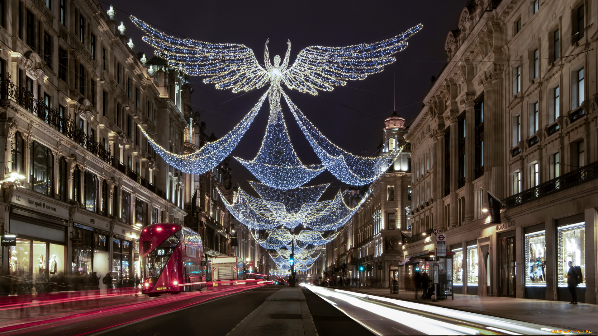 города, лондон, , великобритания, regent, street, лондон, ночь, улица