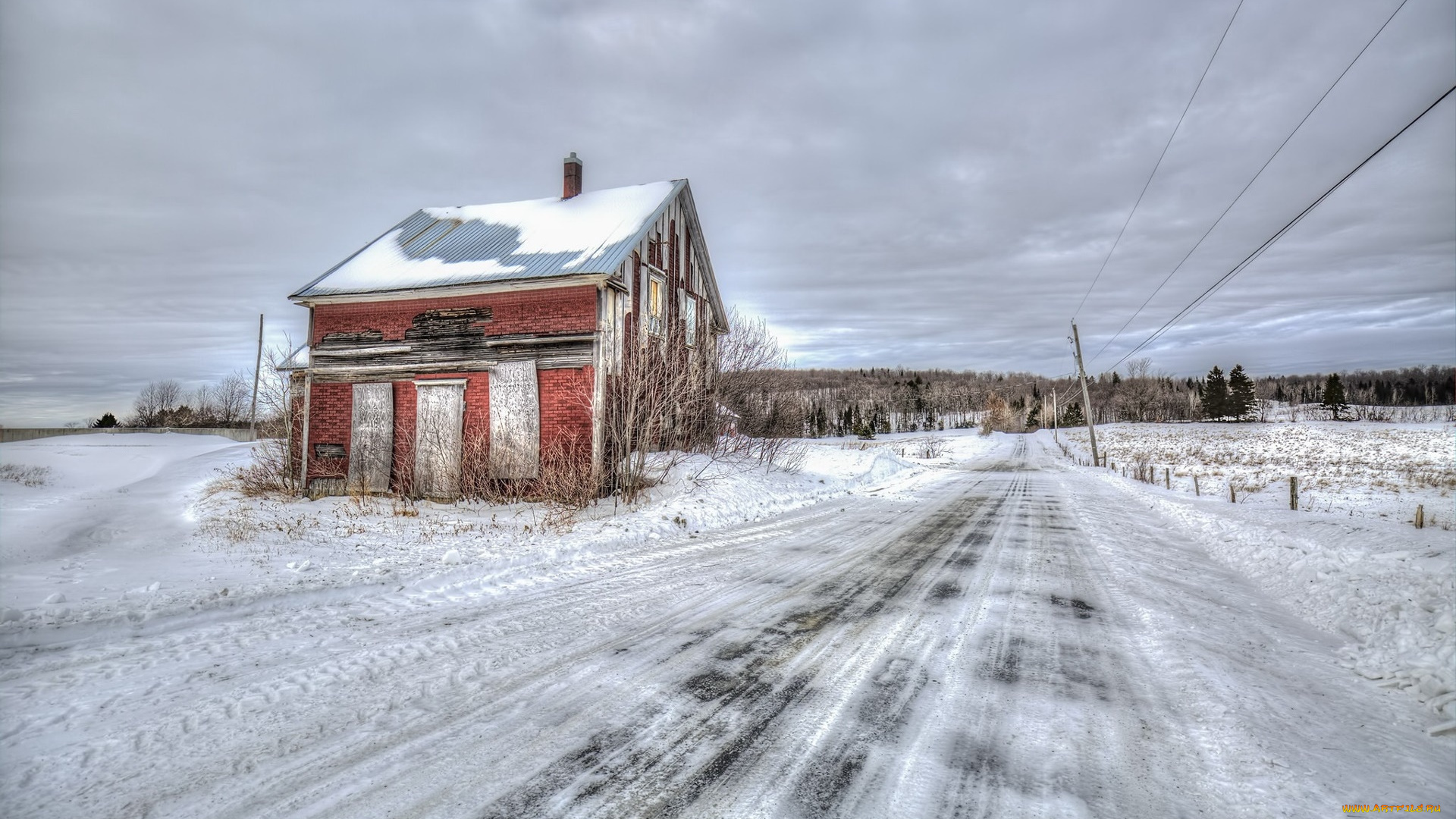 города, -, здания, , дома, снег, дорога, здание, дом, зима, на, открытом, воздухе, hdr
