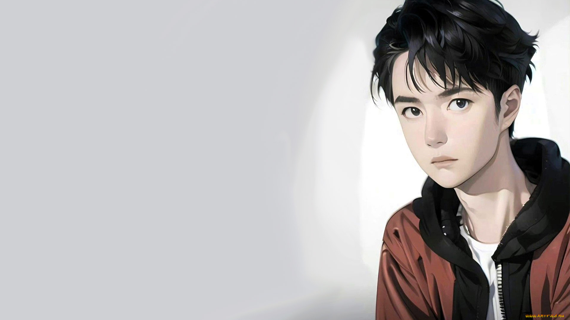 рисованное, люди, ван, ибо, лицо, куртка