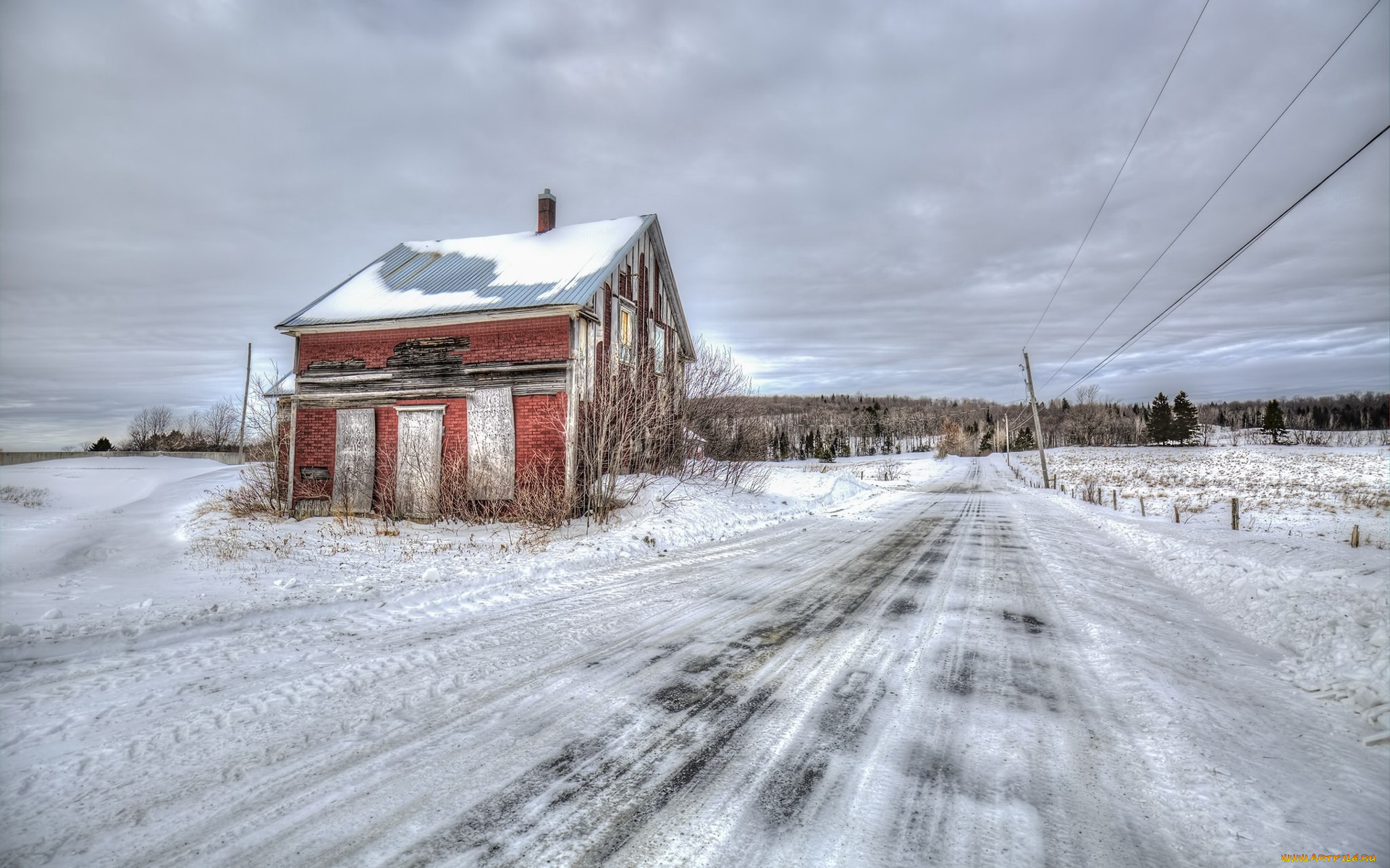 города, -, здания, , дома, снег, дорога, здание, дом, зима, на, открытом, воздухе, hdr