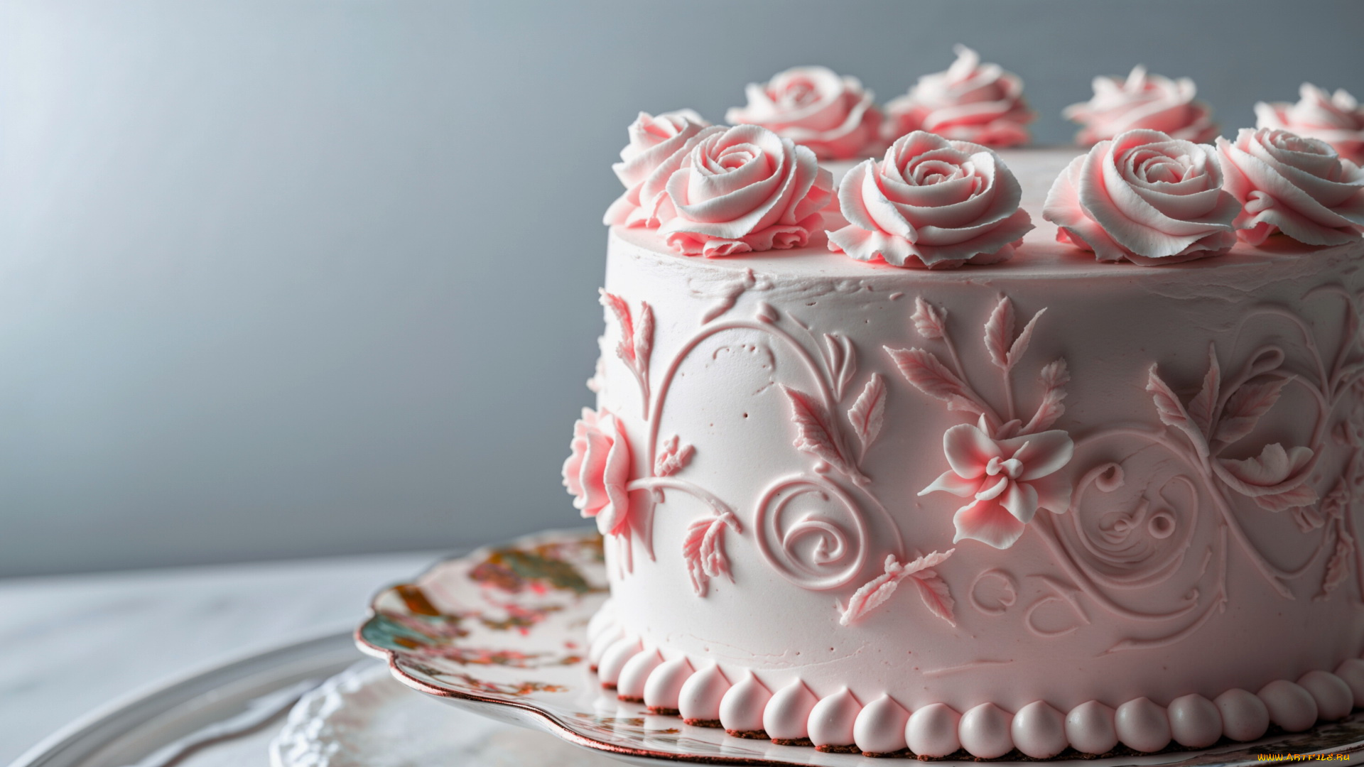 еда, торты, розовый, торт, крем