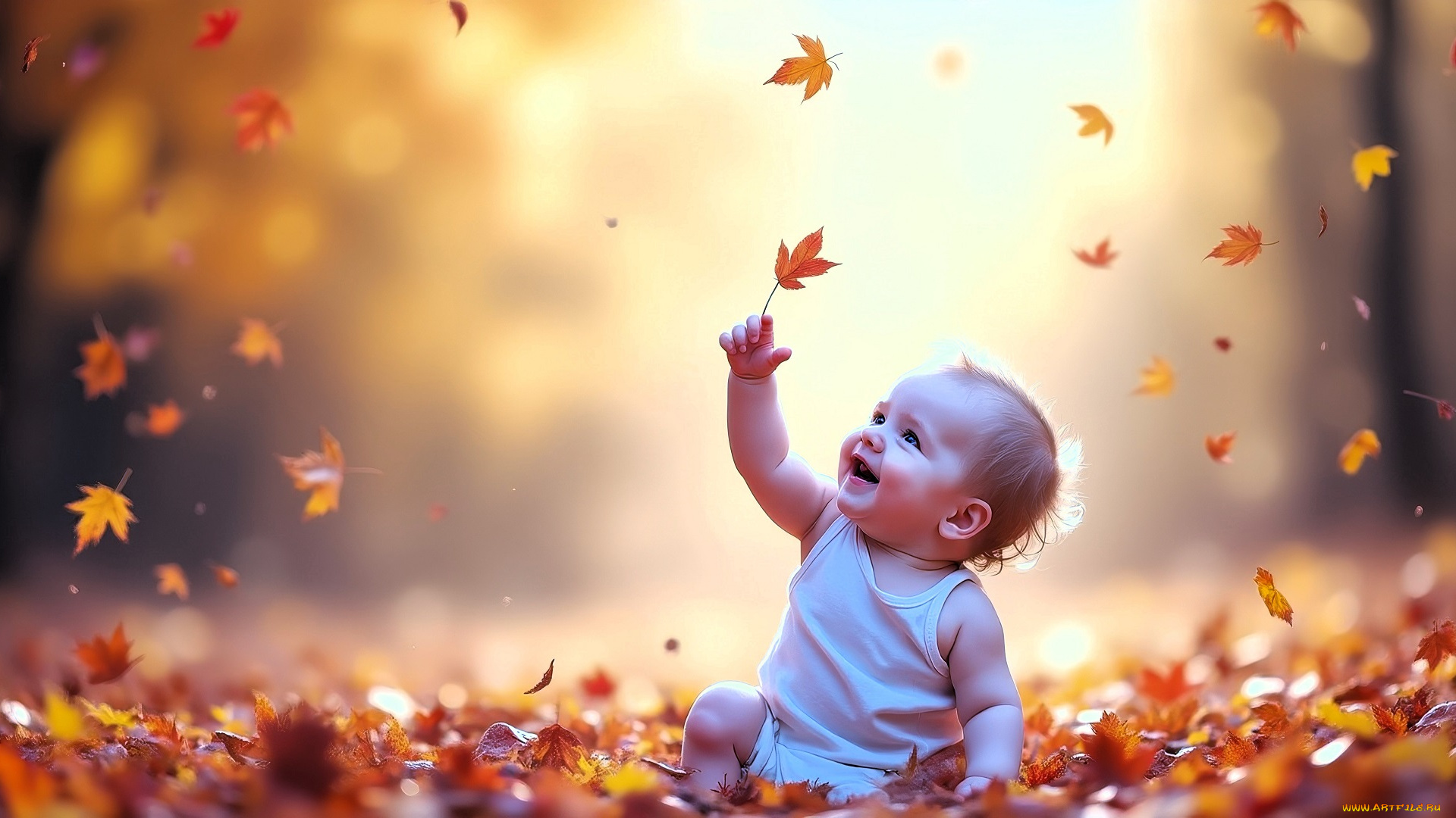 разное, дети, ребенок, осень, листья