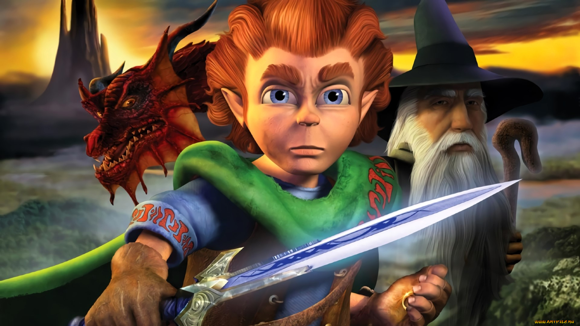 видео, игры, the, hobbit, хоббит, плащ, меч, дракон, гендальф