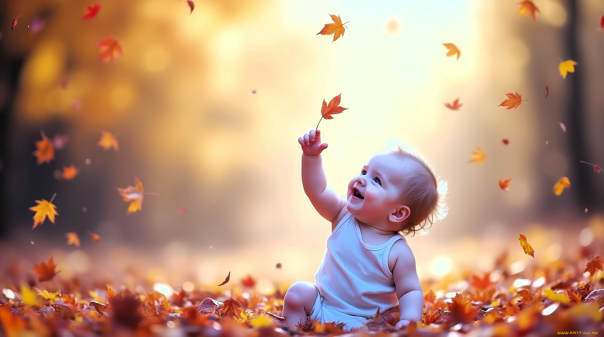 разное, дети, ребенок, осень, листья
