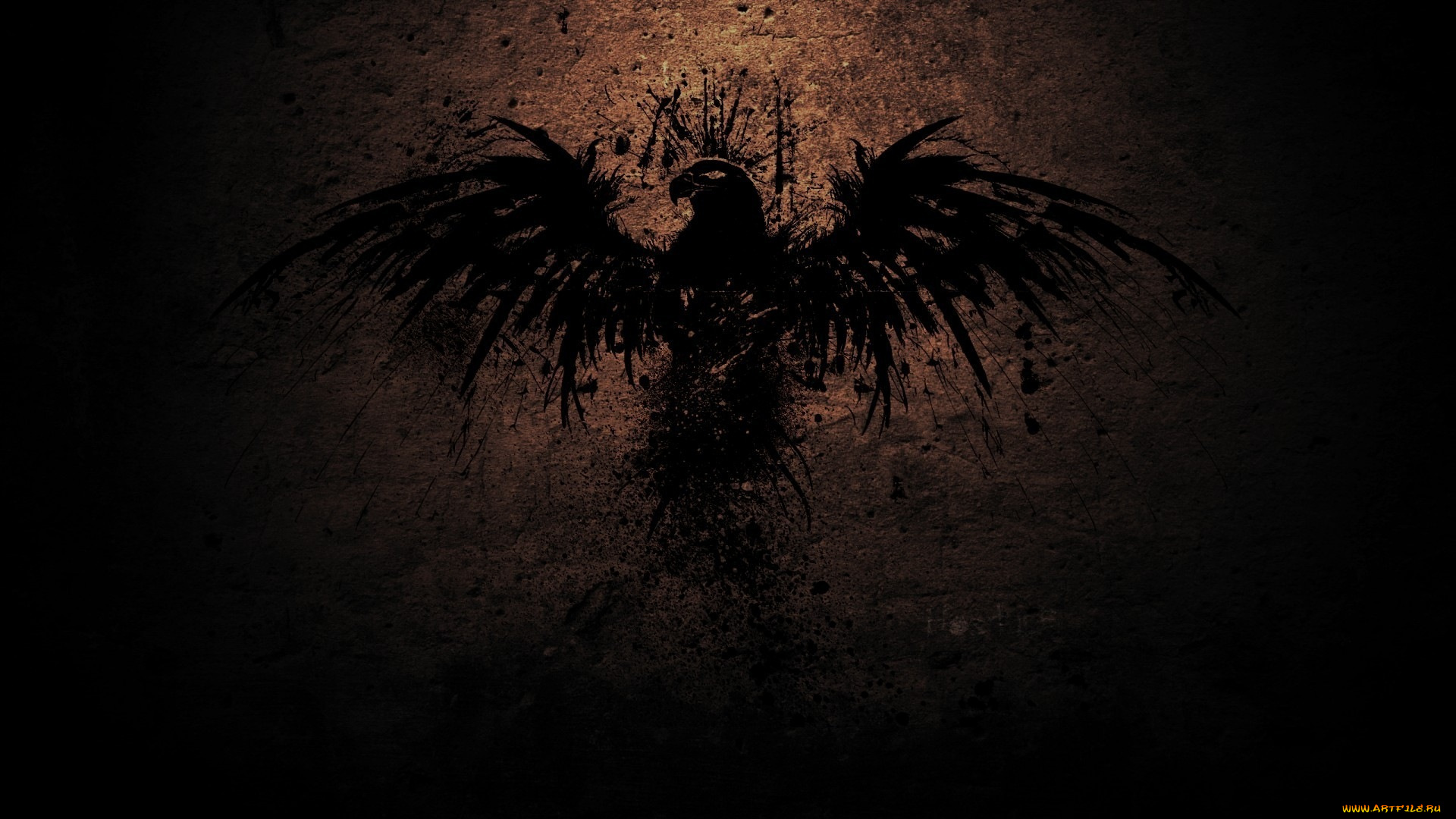 рисованные, животные, орел, скала, рисунок, птица