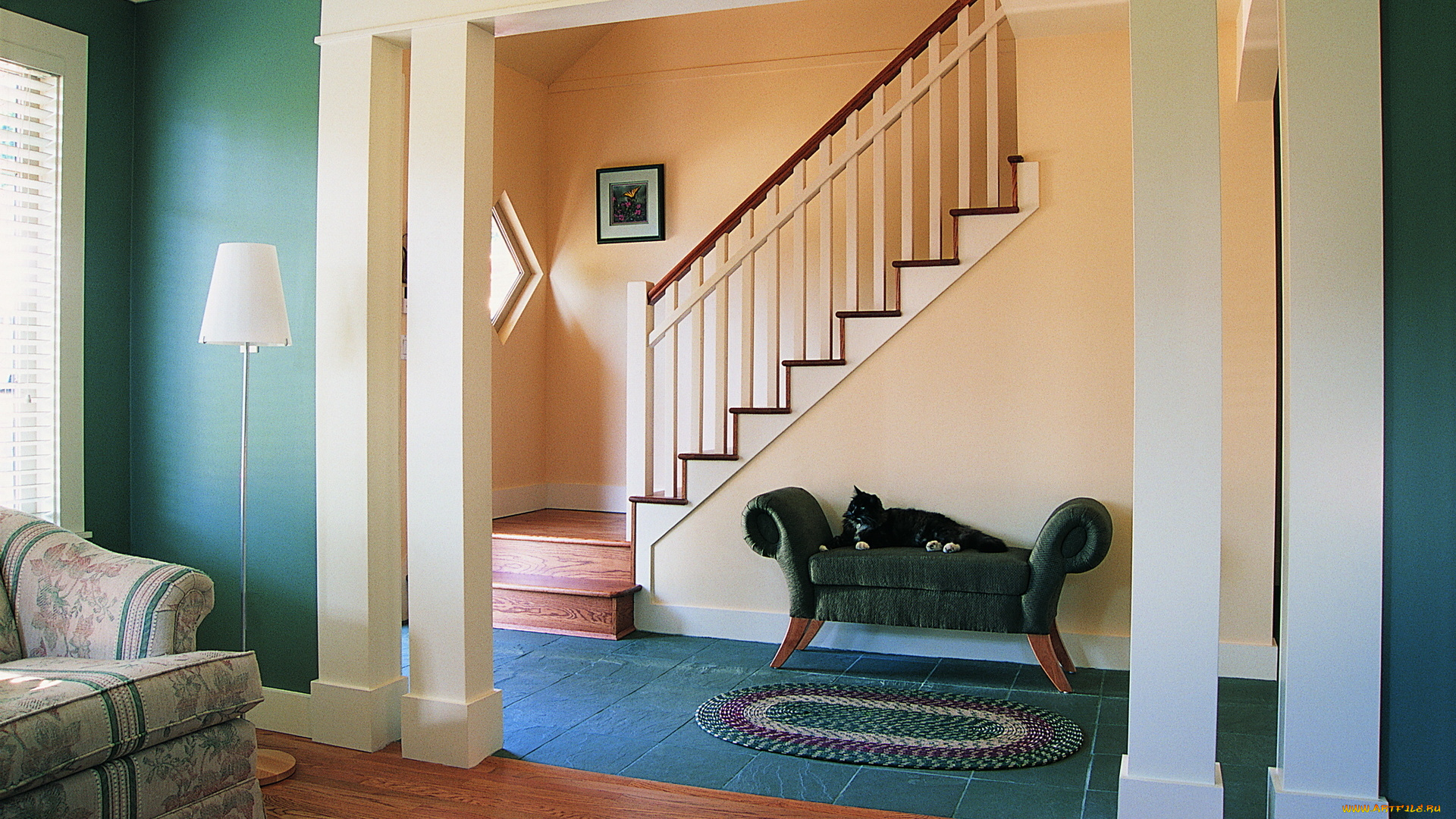 интерьер, холлы, лестницы, корридоры, дом, дизайн, стиль, вилла, жилое, пространство