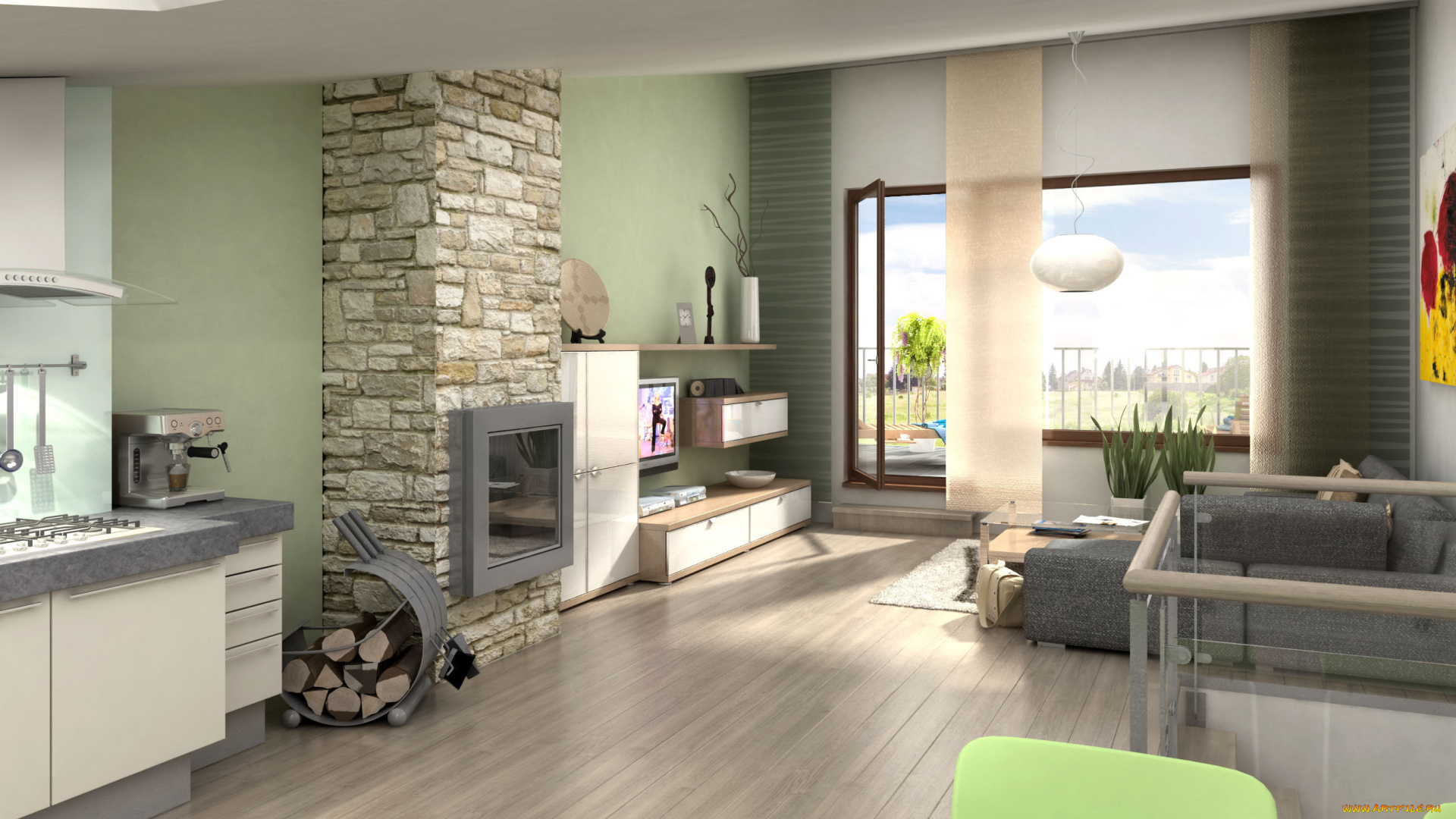 интерьер, камины, жилое, пространство, коттедж, вилла, дом, дизайн, стиль