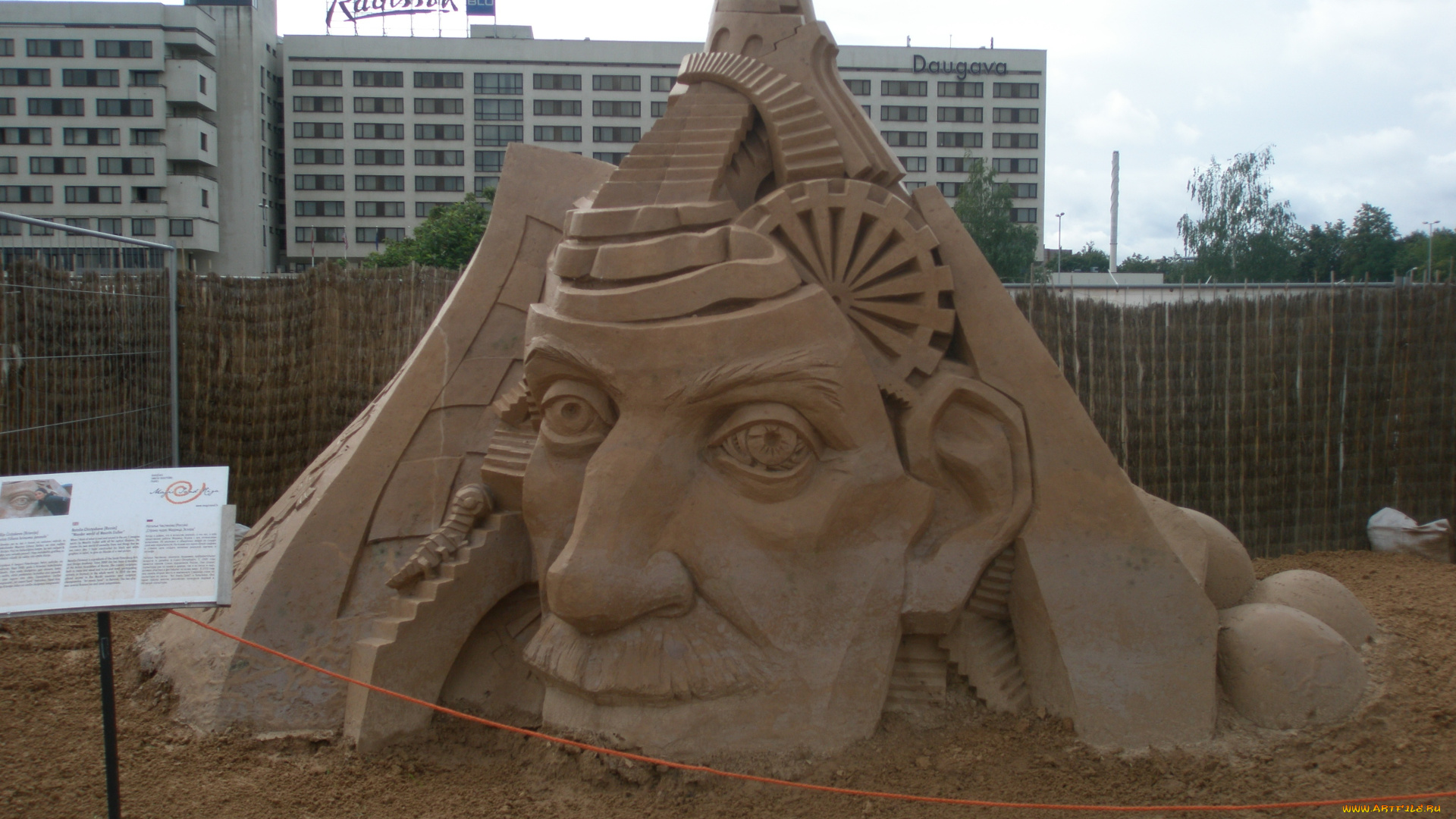 разное, фигуры, из, песка, льда, снега, песок