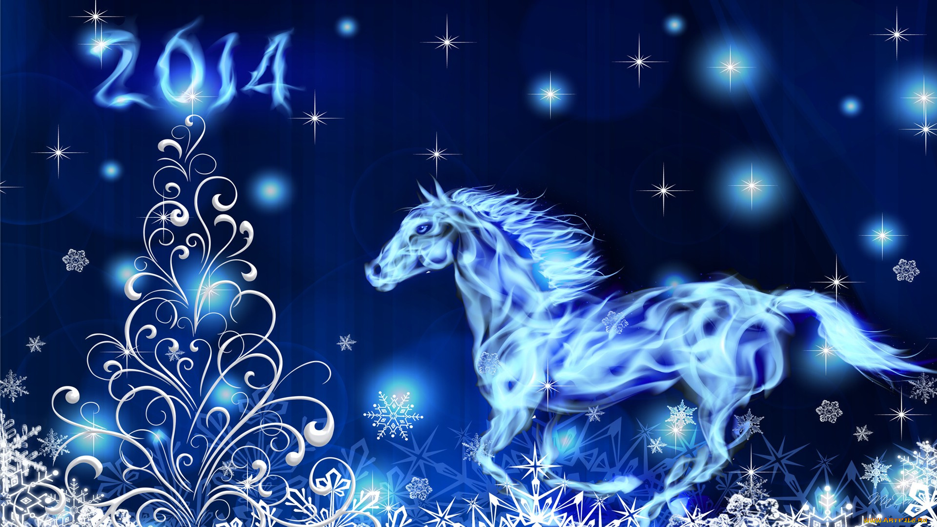 праздничные, векторная, графика, , новый, год, лошадь