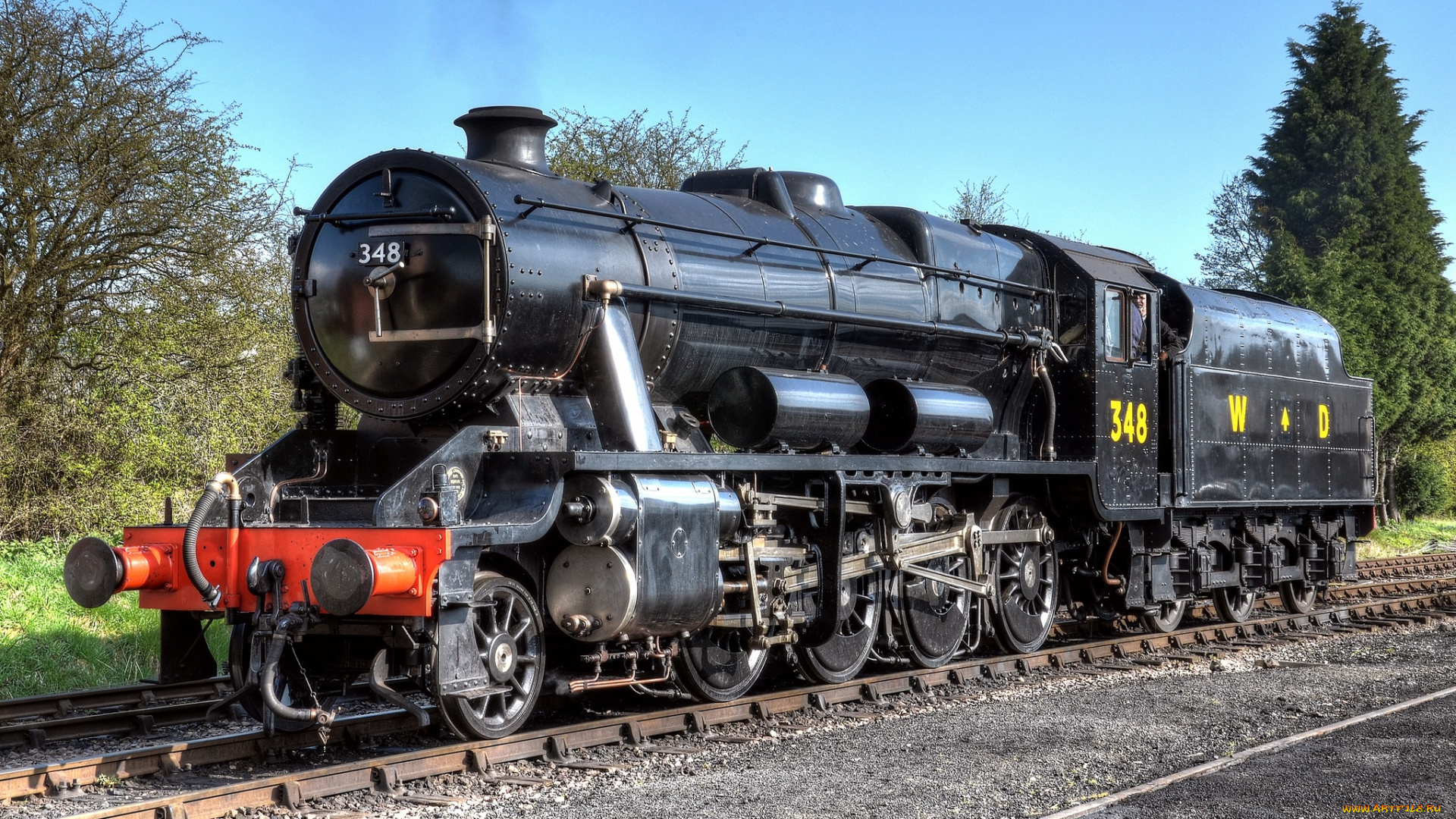 техника, паровозы, железная, дорога, рельсы, паровоз, тендер