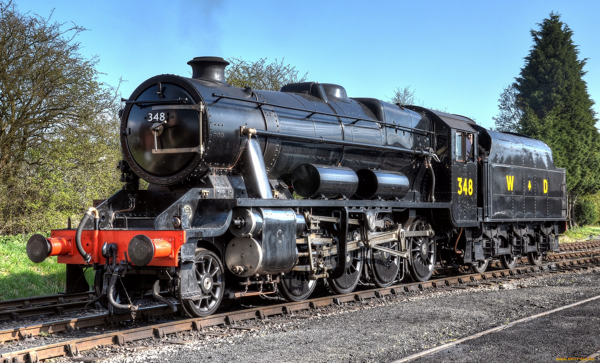 техника, паровозы, железная, дорога, рельсы, паровоз, тендер