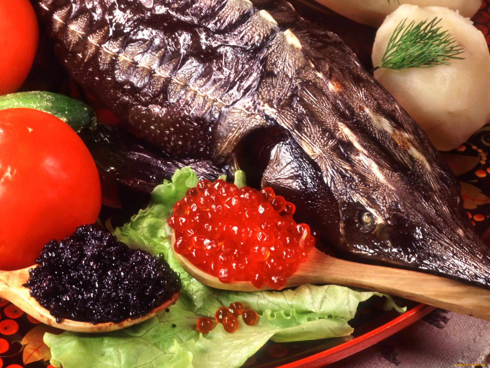 еда, рыба, , морепродукты, , суши, , роллы, икра, помидоры, зелень, картофель