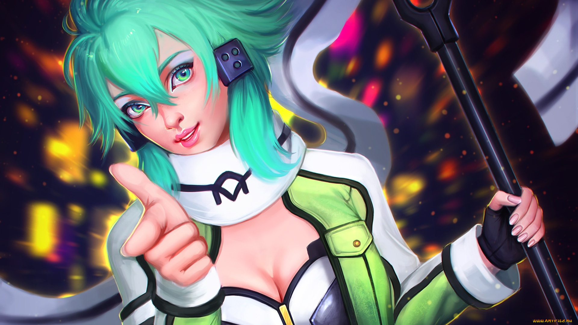 фэнтези, девушки, sword, art, online, sinon, взгляд, девушка, anime