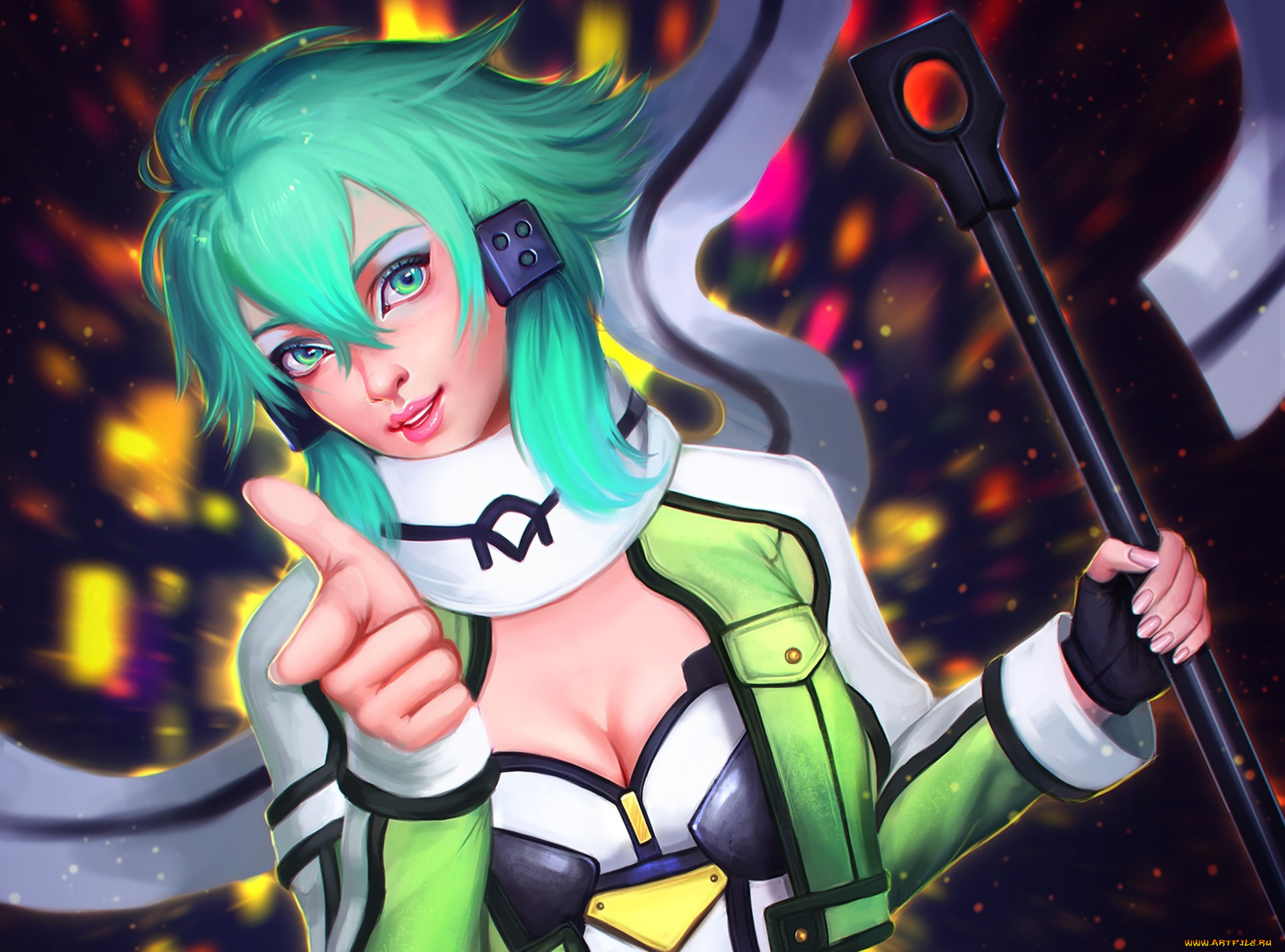 фэнтези, девушки, sword, art, online, sinon, взгляд, девушка, anime