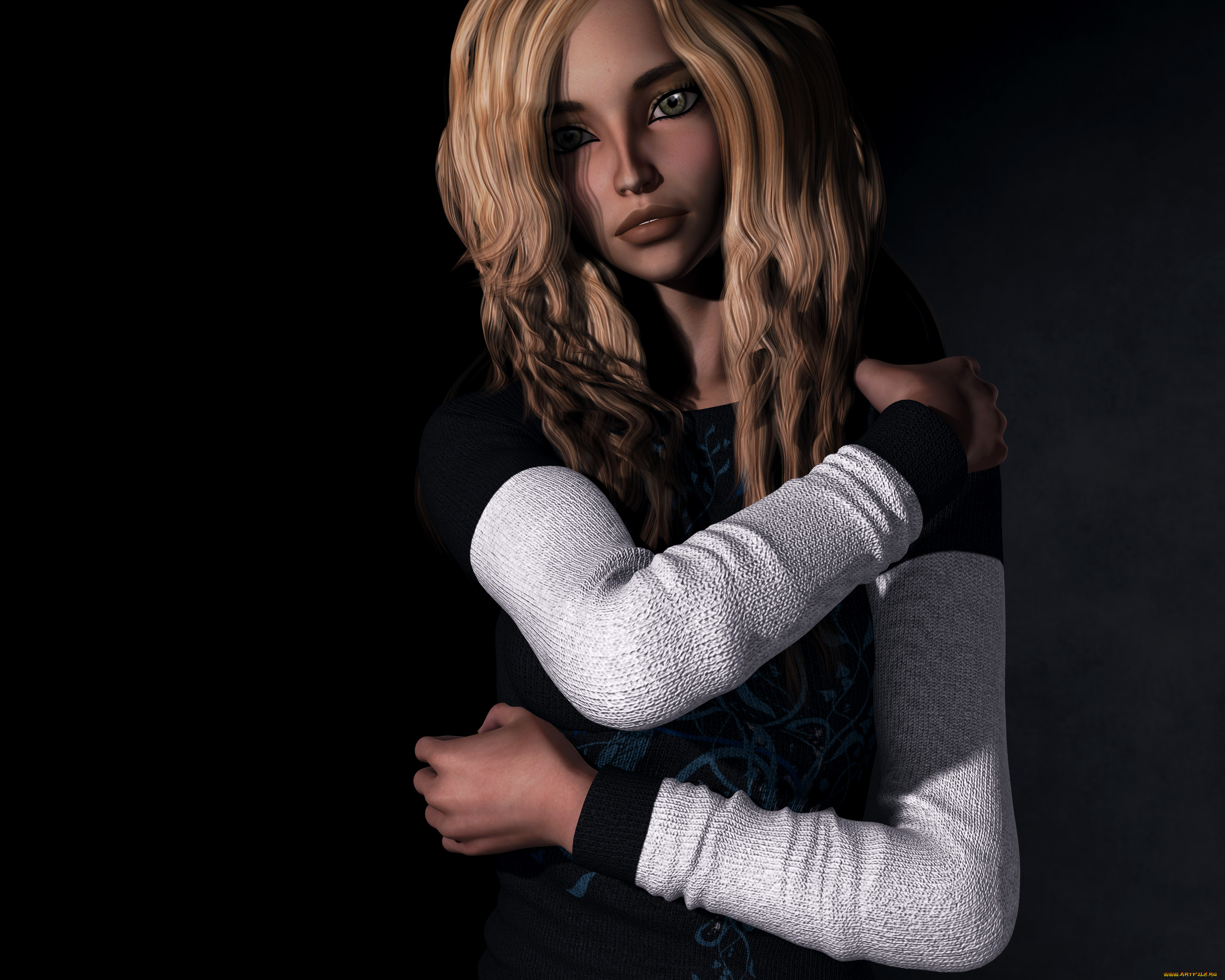 3д, графика, люди, , people, девушка, взгляд, фон