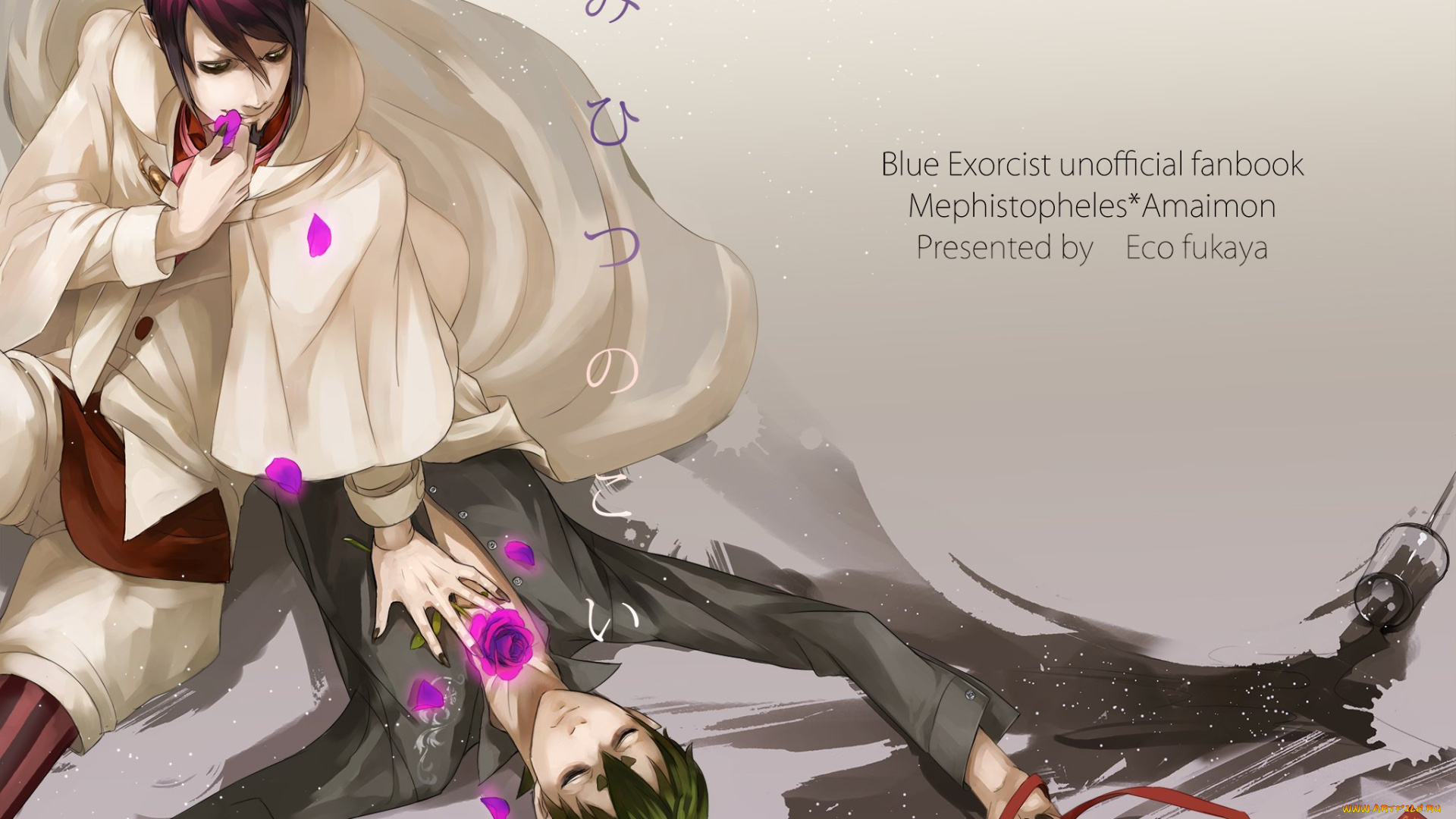 аниме, ao, no, exorcist, арт, демоны, парни, синий, экзорцист, фон