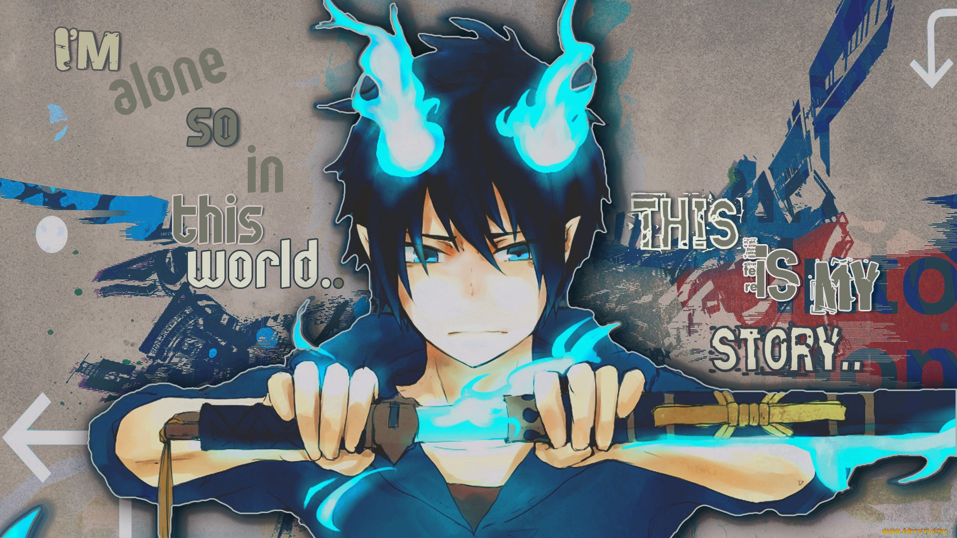 аниме, ao, no, exorcist, меч, рин