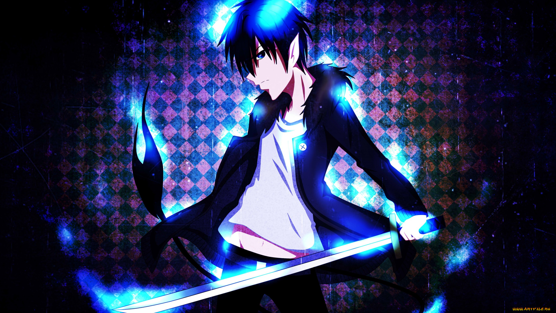 аниме, ao, no, exorcist, рин, синий, экзорцист, фон, арт