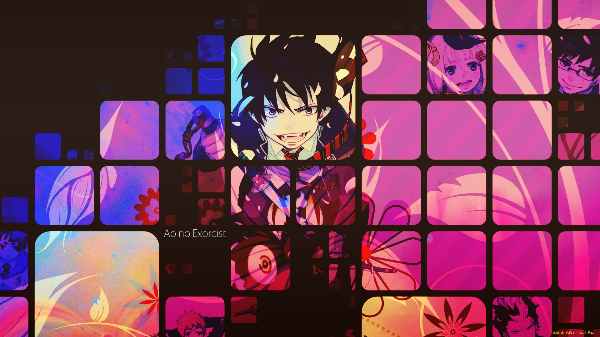 аниме, ao, no, exorcist, рин, синий, экзорцист, фон, арт