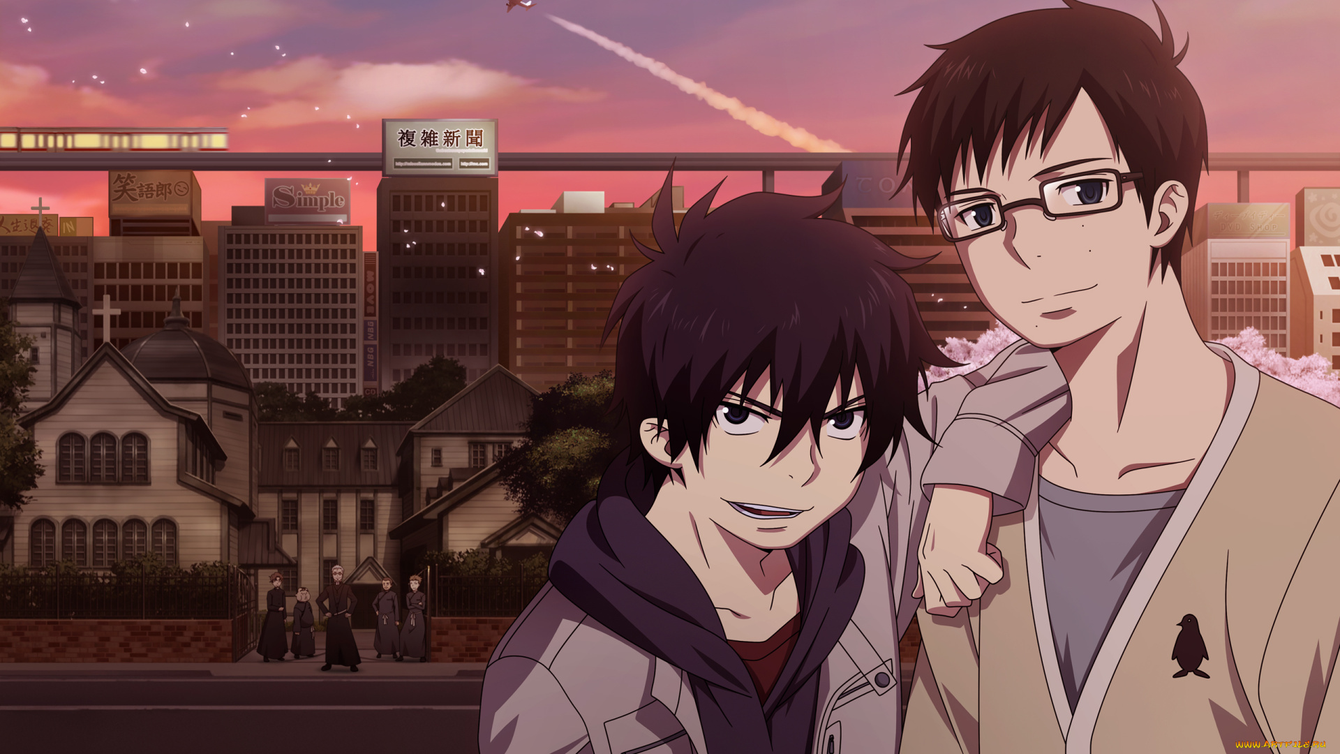 аниме, ao, no, exorcist, юкио, рин, синий, экзорцист, фон, арт