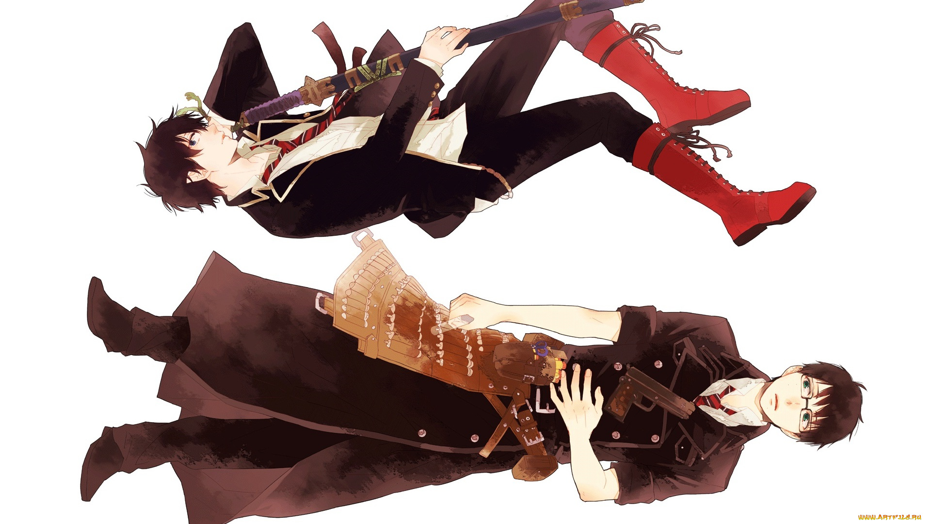 аниме, ao, no, exorcist, юкио, рин, синий, экзорцист, арт, братья