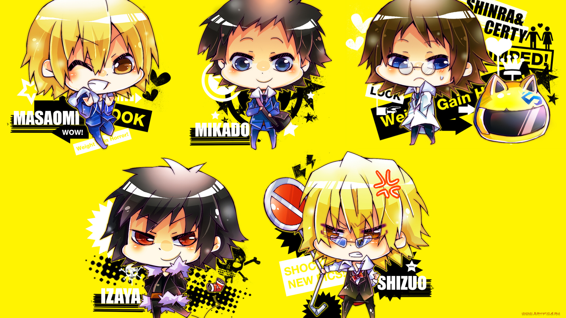 аниме, durarara, фон, арт, дюрара, малыши